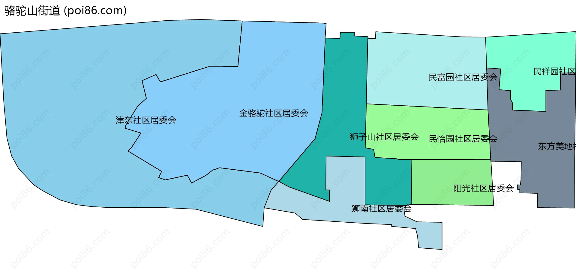 骆驼山街道边界地图(五级行政区划)