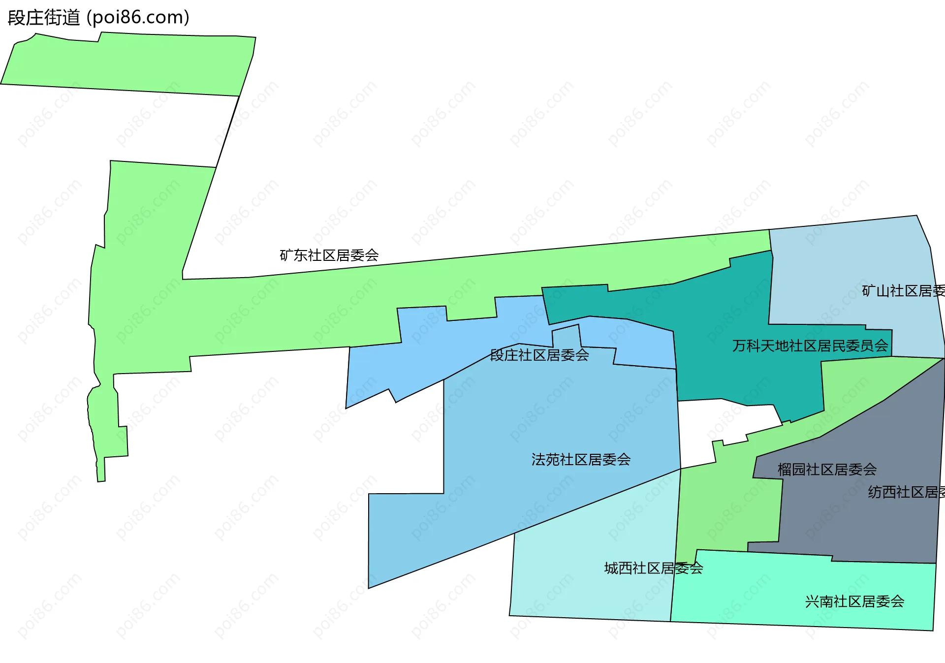 段庄街道边界地图(五级行政区划)