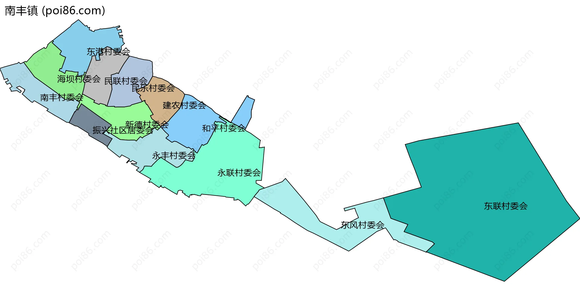 南丰镇边界地图(五级行政区划)