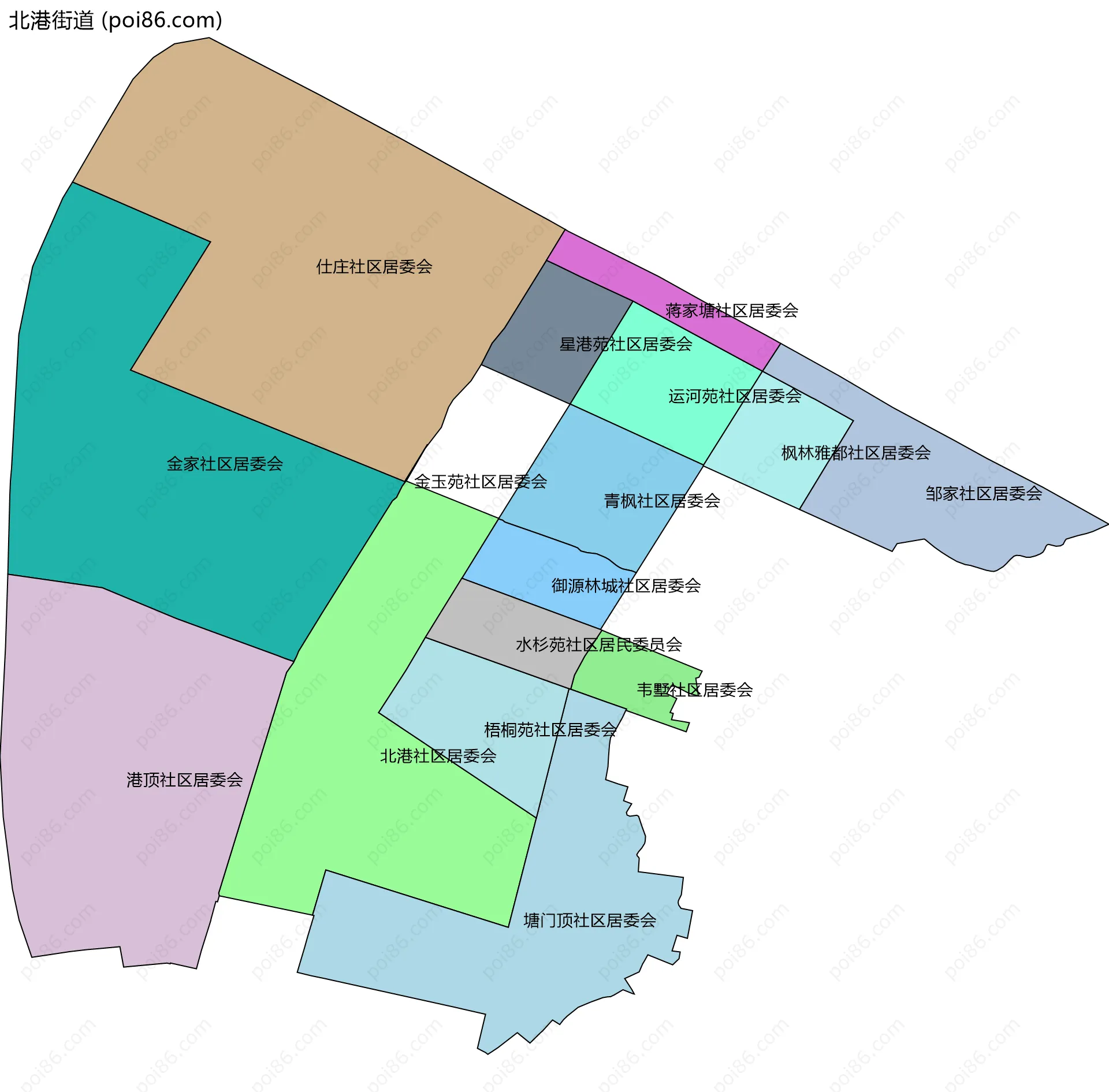 北港街道边界地图(五级行政区划)