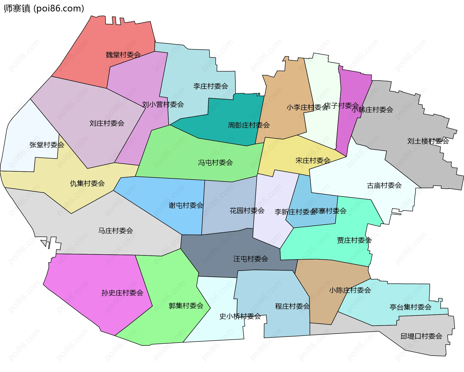 师寨镇边界地图(五级行政区划)