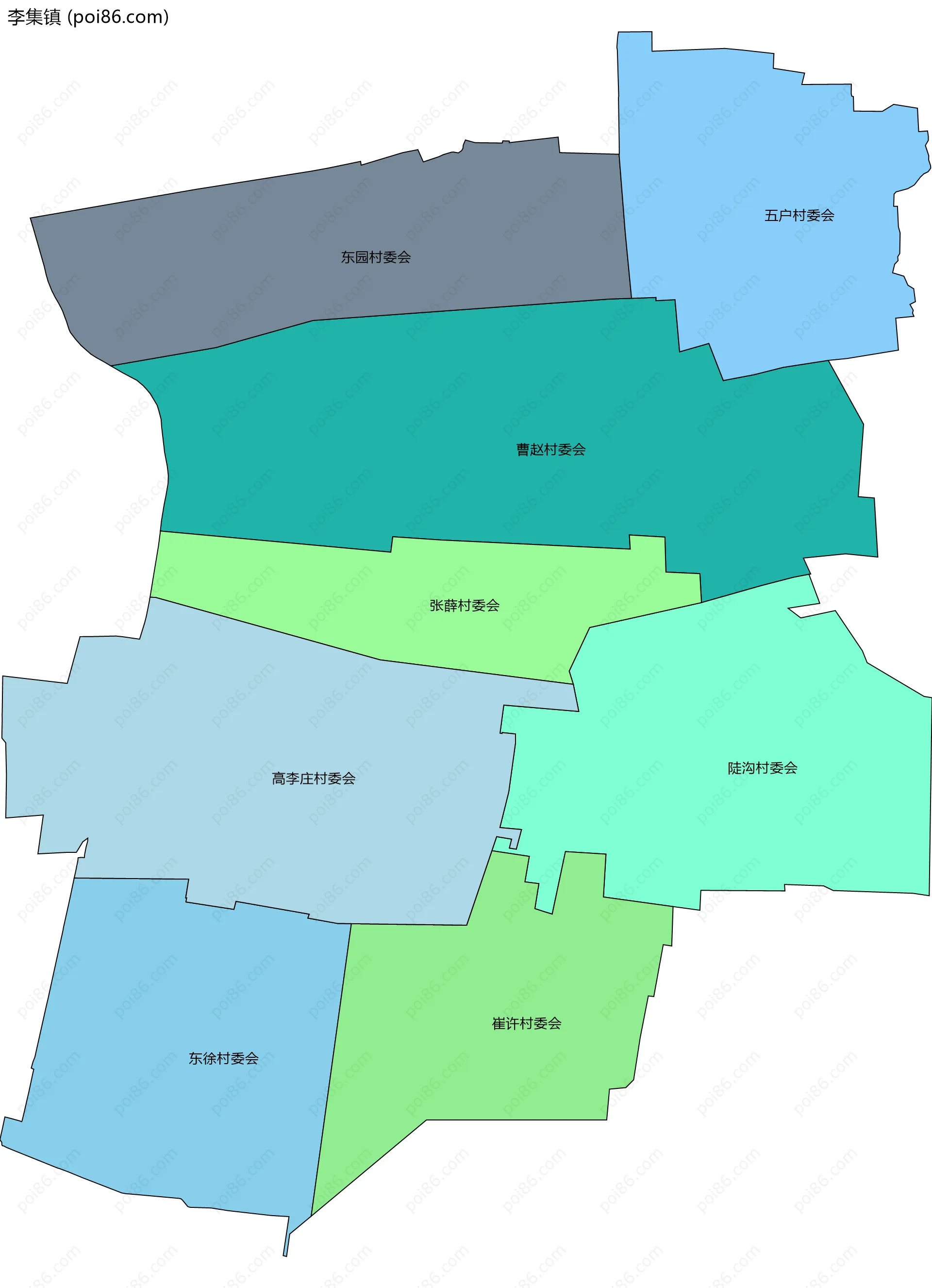 李集镇边界地图(五级行政区划)