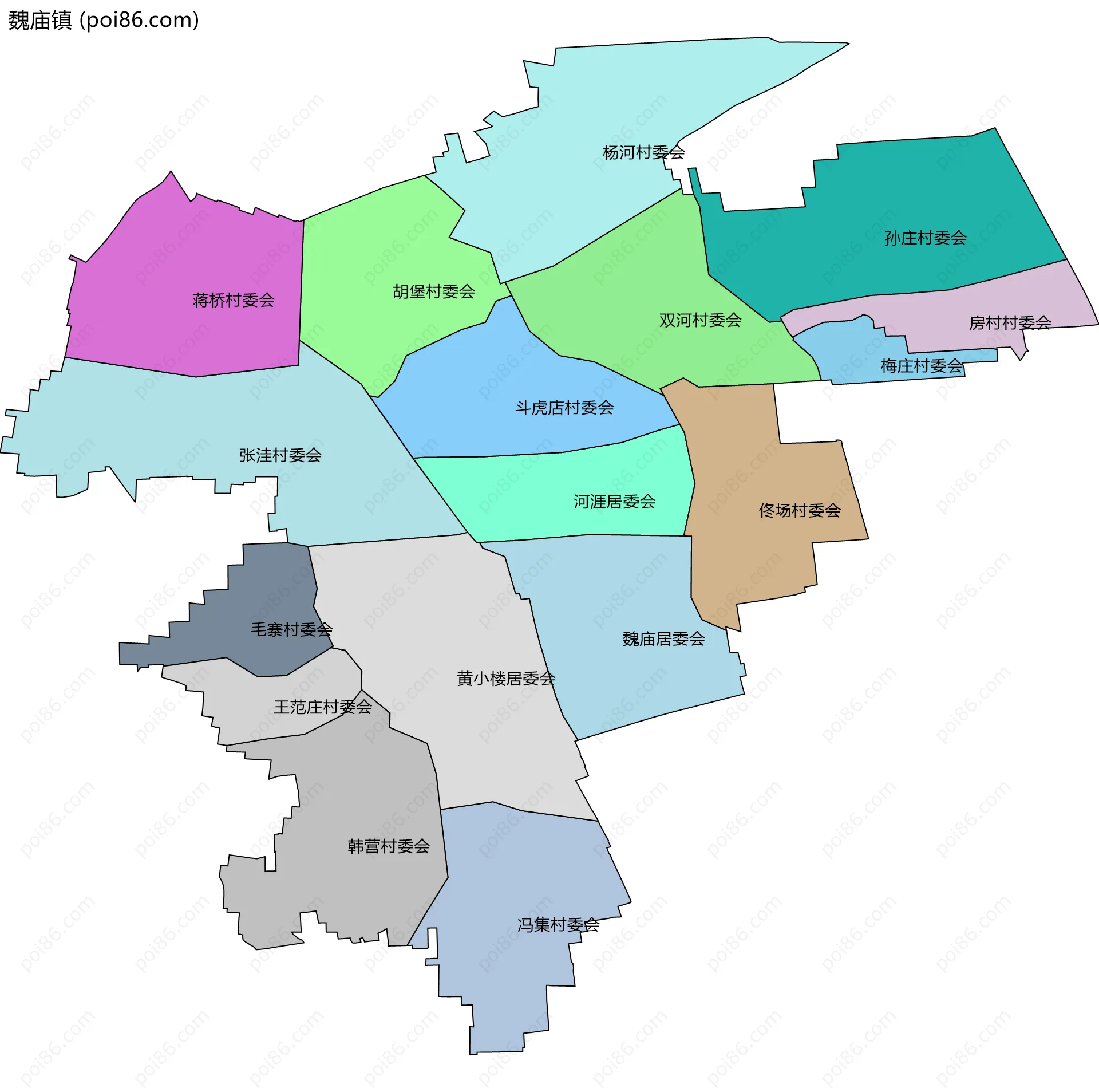 魏庙镇边界地图(五级行政区划)