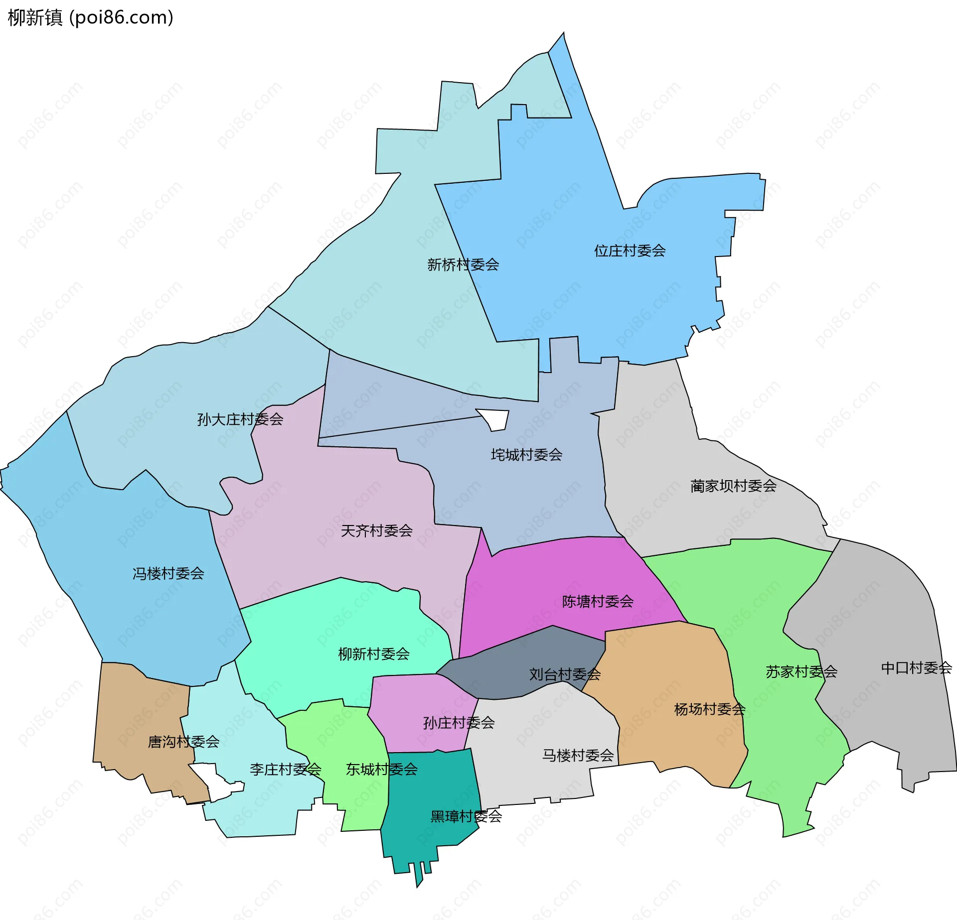 柳新镇边界地图(五级行政区划)