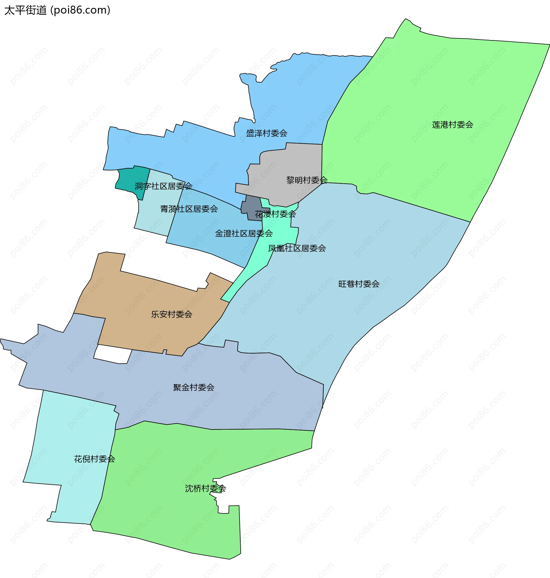 太平街道边界地图(五级行政区划)