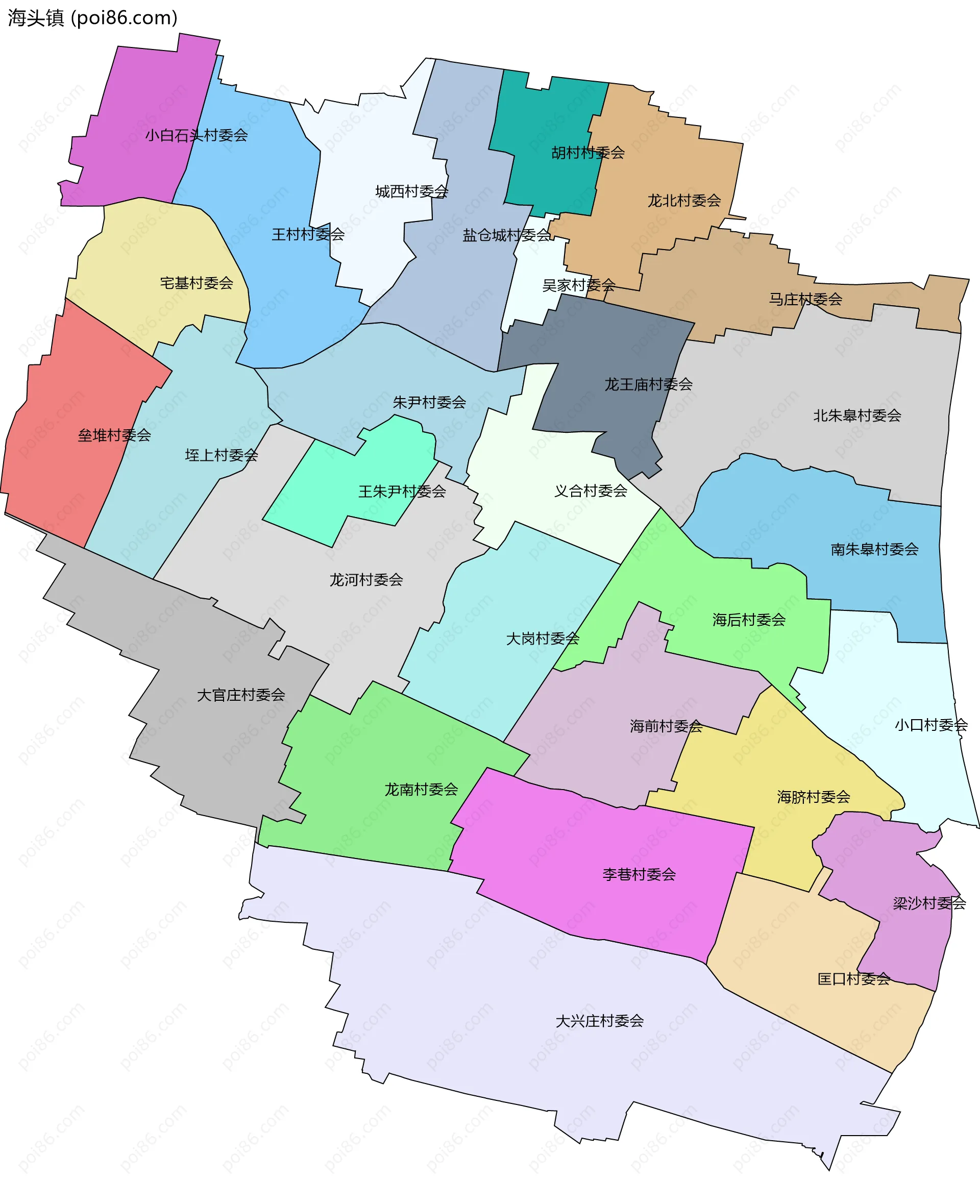 海头镇边界地图(五级行政区划)