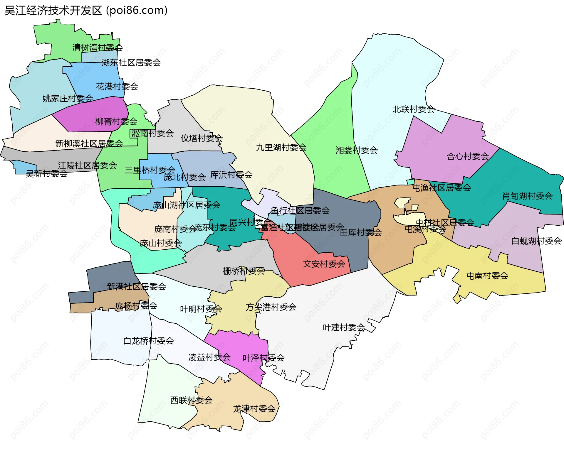 吴江经济技术开发区边界地图(五级行政区划)