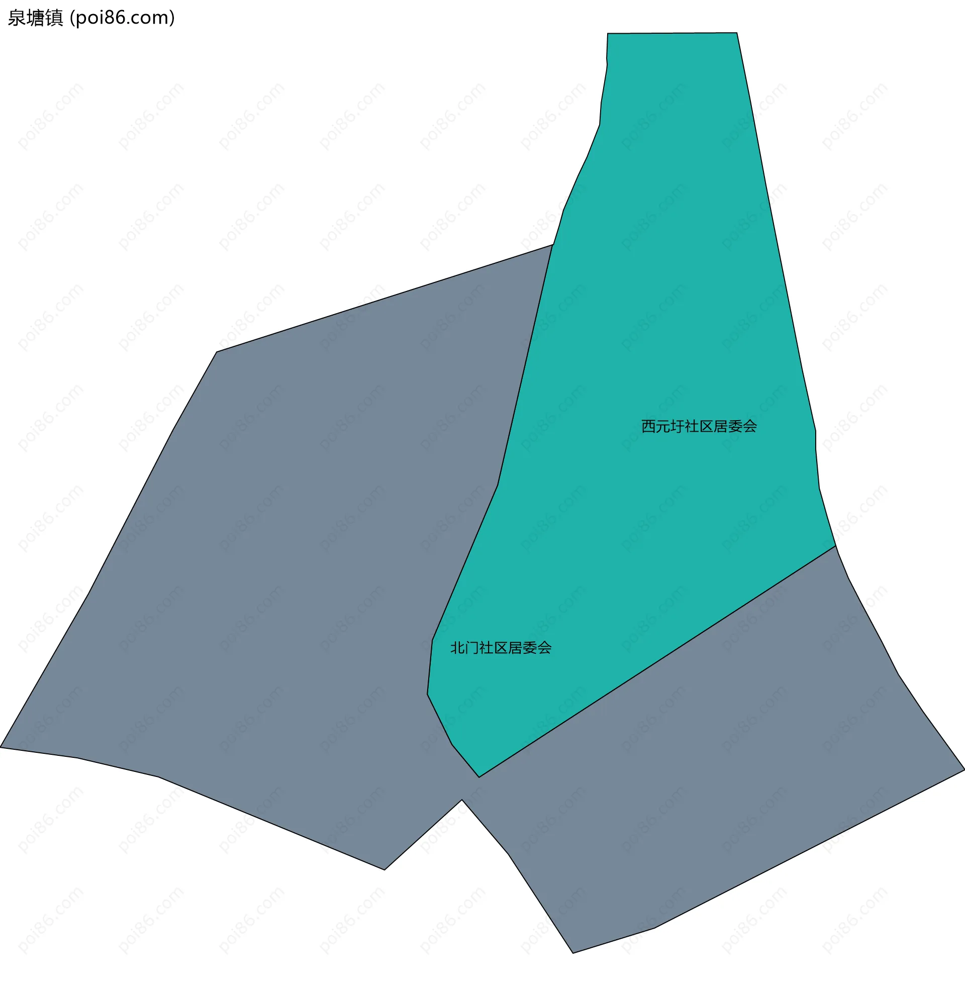 泉塘镇边界地图(五级行政区划)