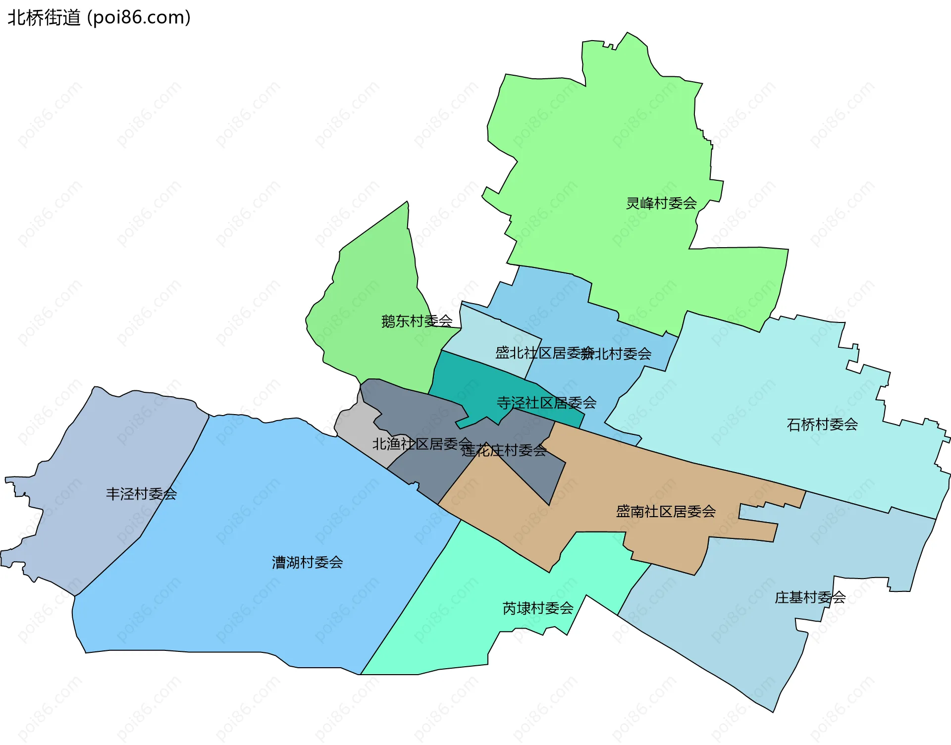北桥街道边界地图(五级行政区划)