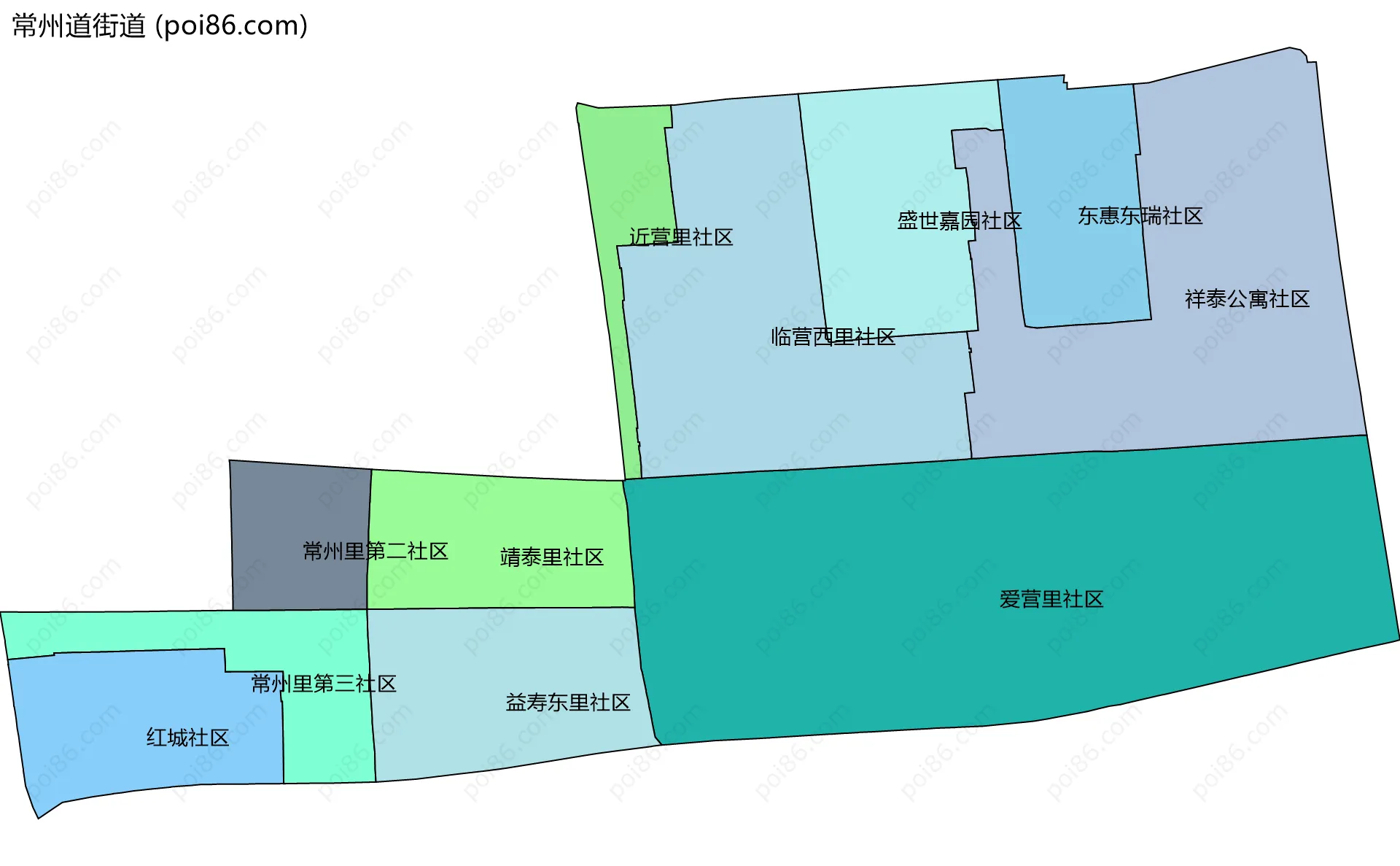 常州道街道边界地图(五级行政区划)