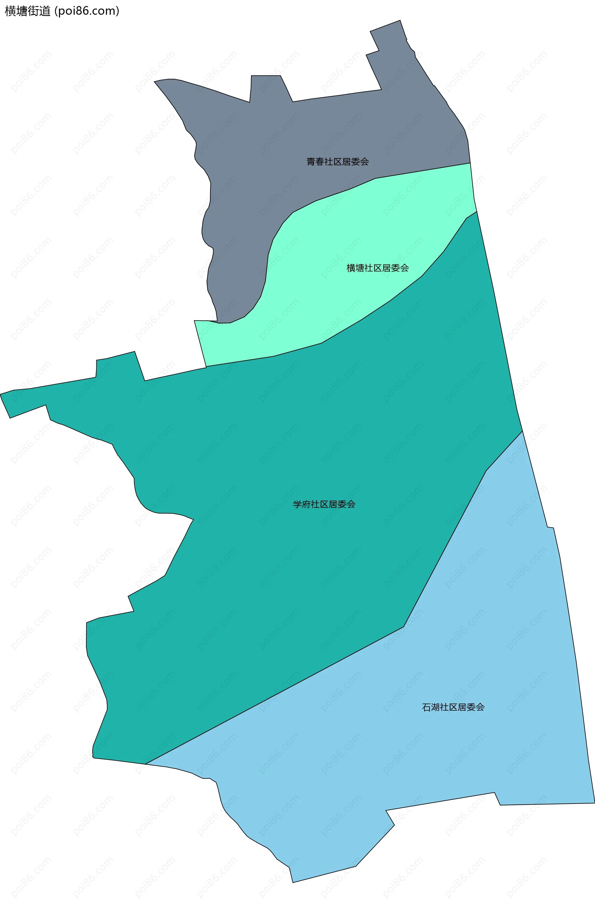 横塘街道边界地图(五级行政区划)