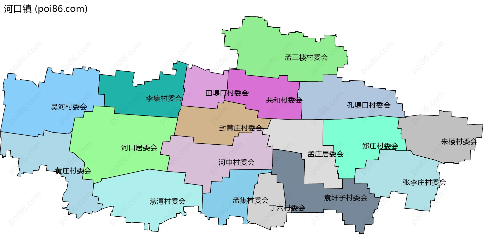 河口镇边界地图(五级行政区划)