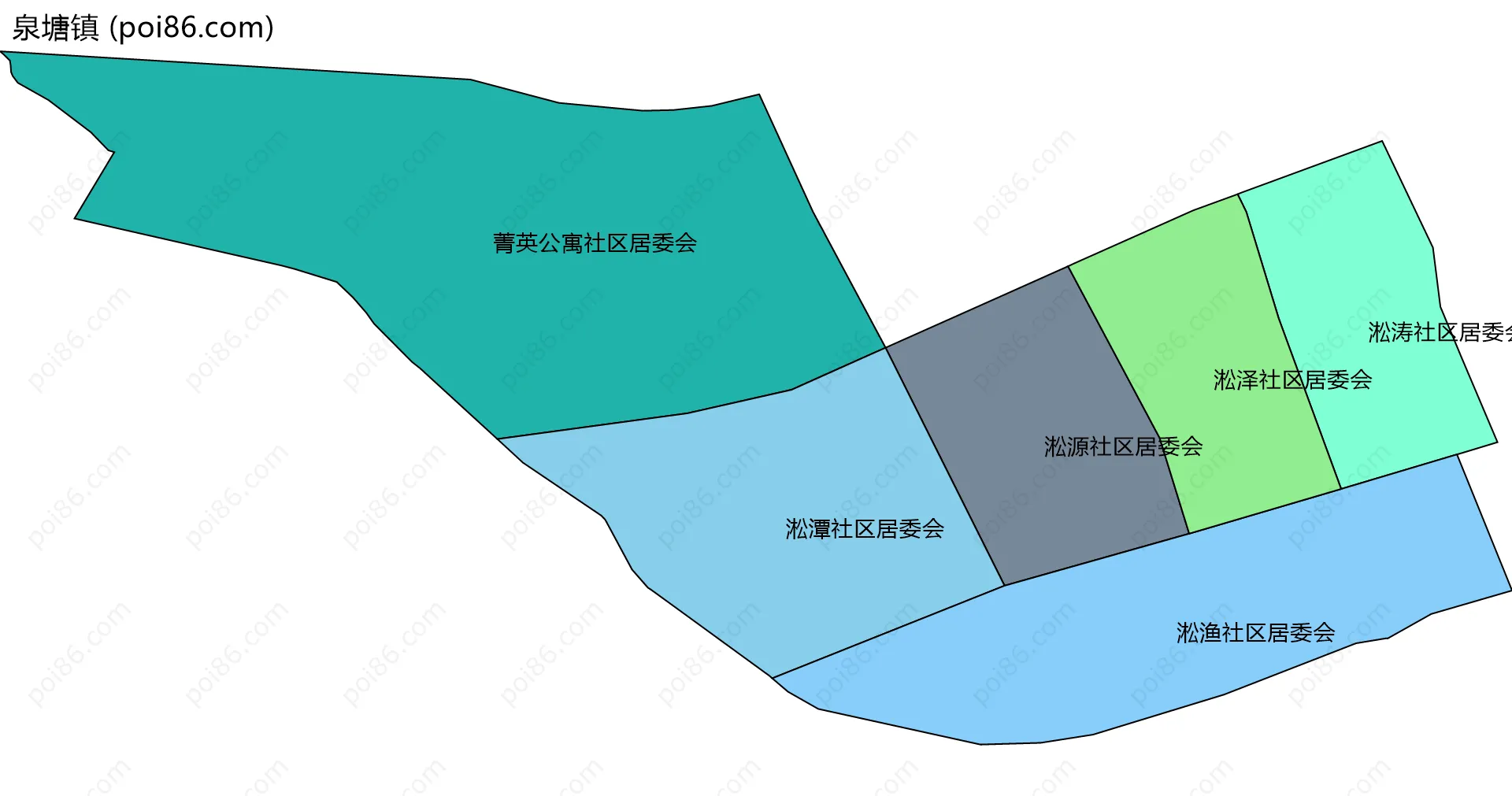 泉塘镇边界地图(五级行政区划)
