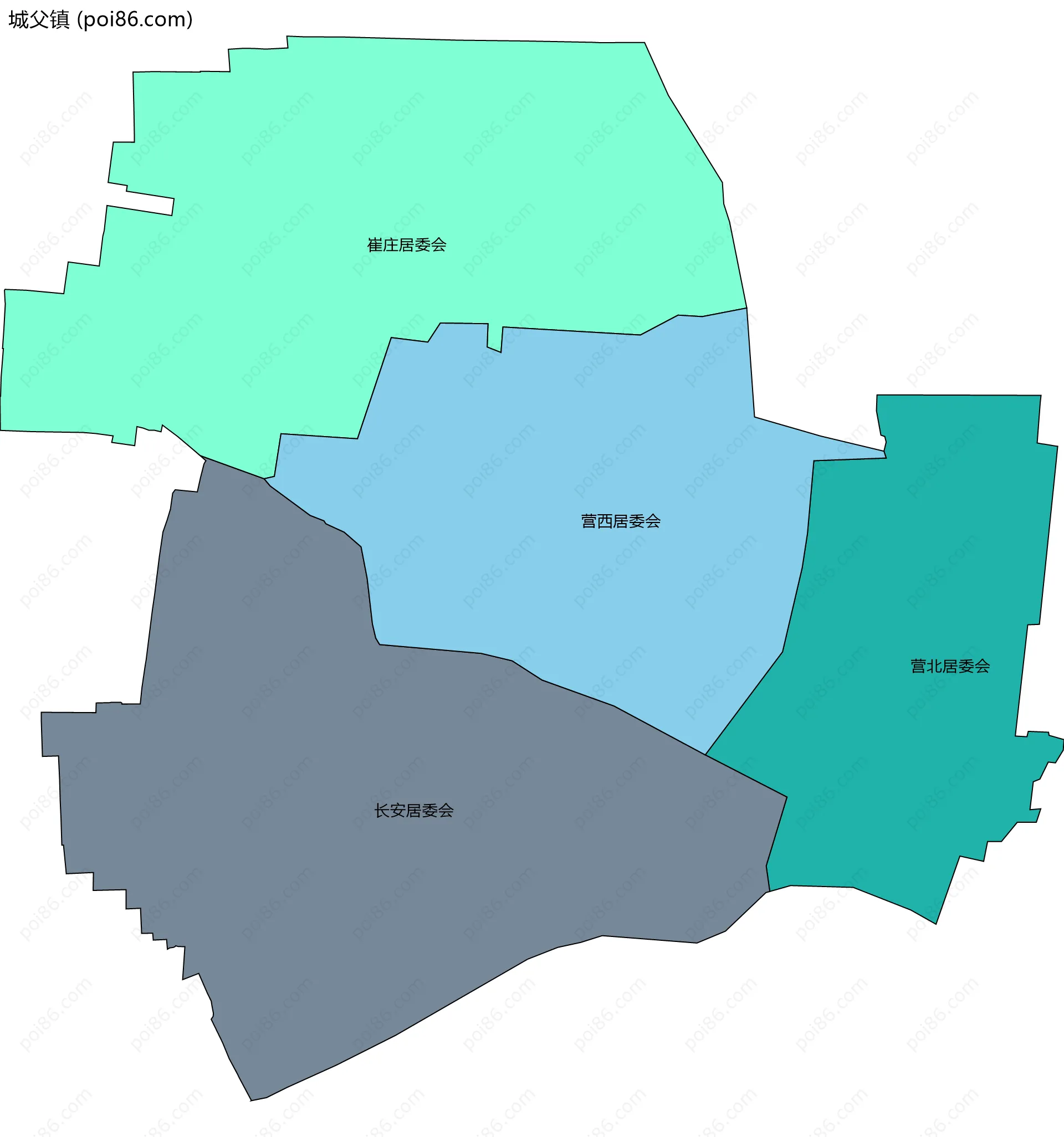城父镇边界地图(五级行政区划)