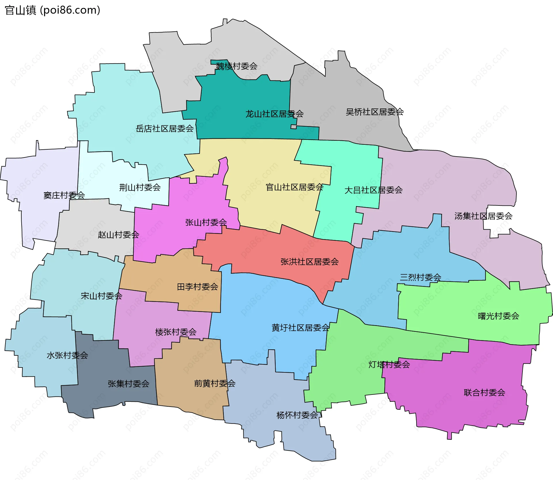 官山镇边界地图(五级行政区划)