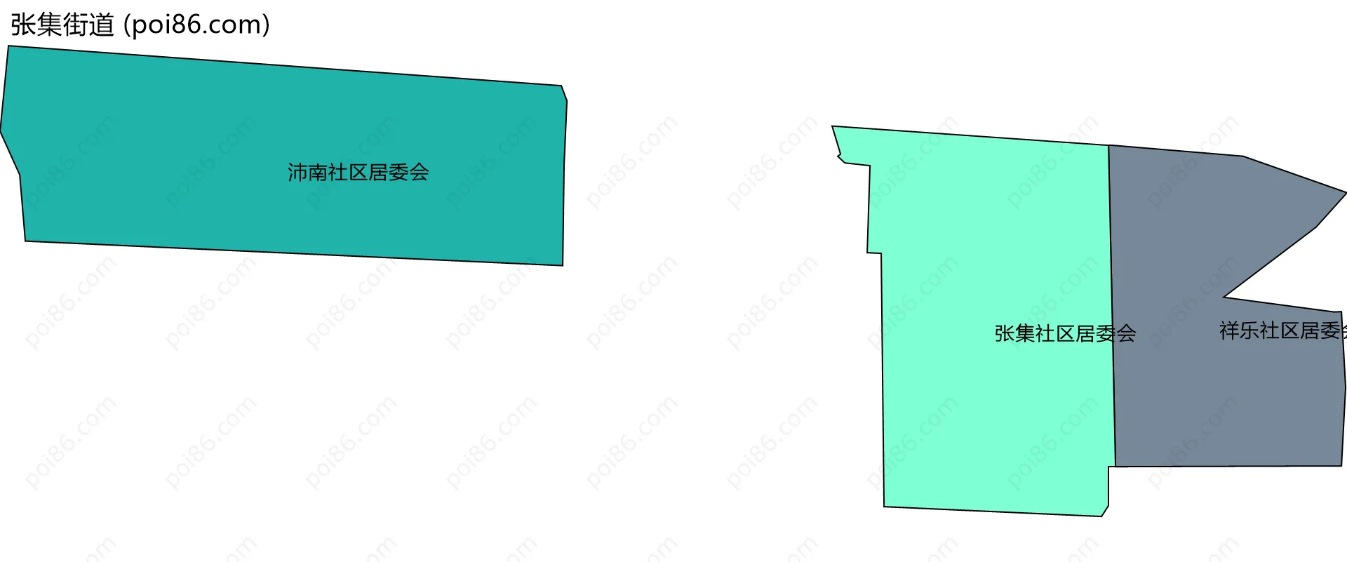 张集街道边界地图(五级行政区划)