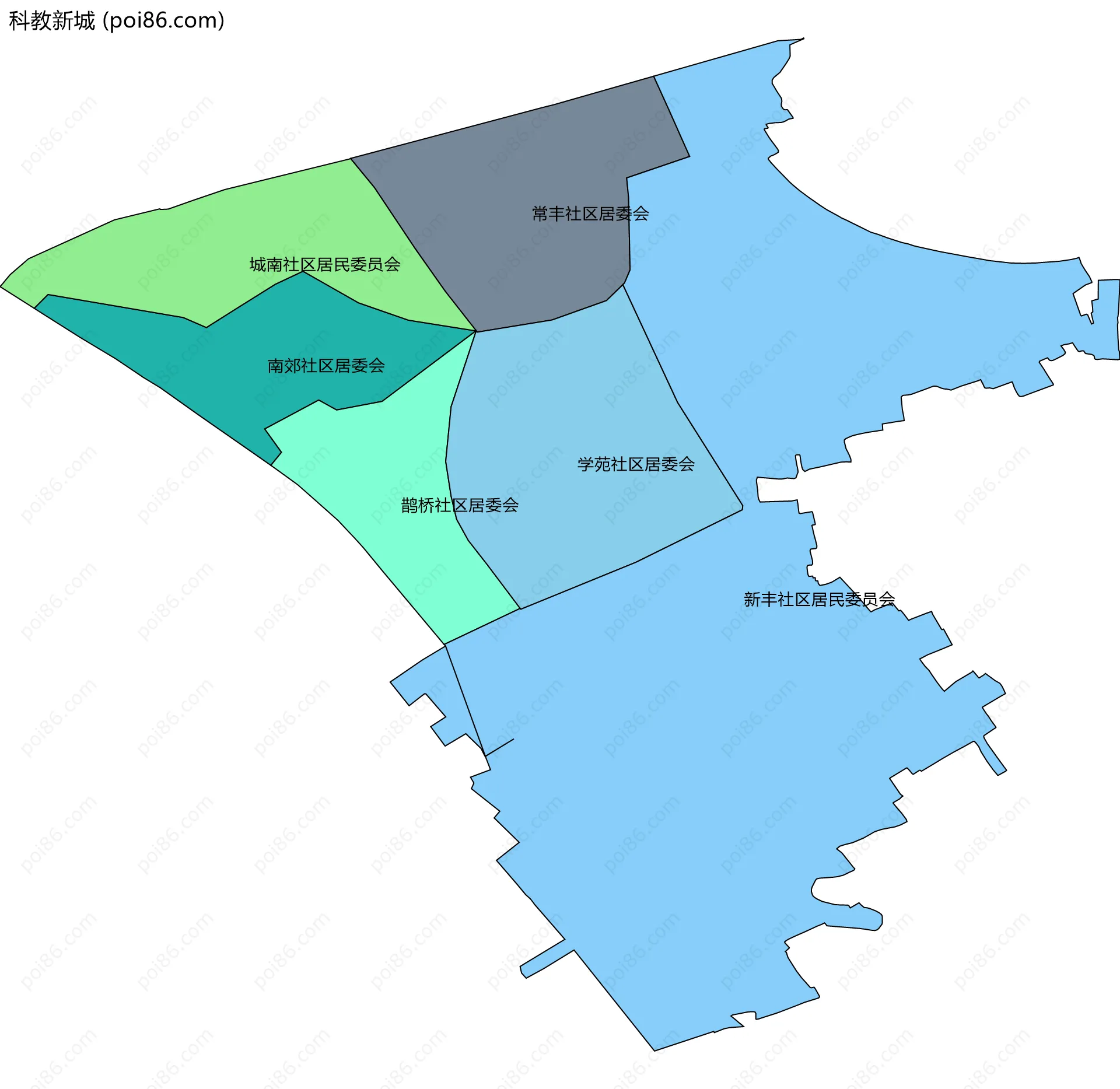 科教新城边界地图(五级行政区划)