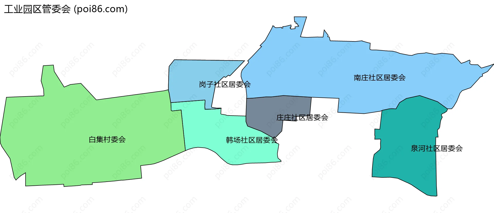 工业园区管委会边界地图(五级行政区划)