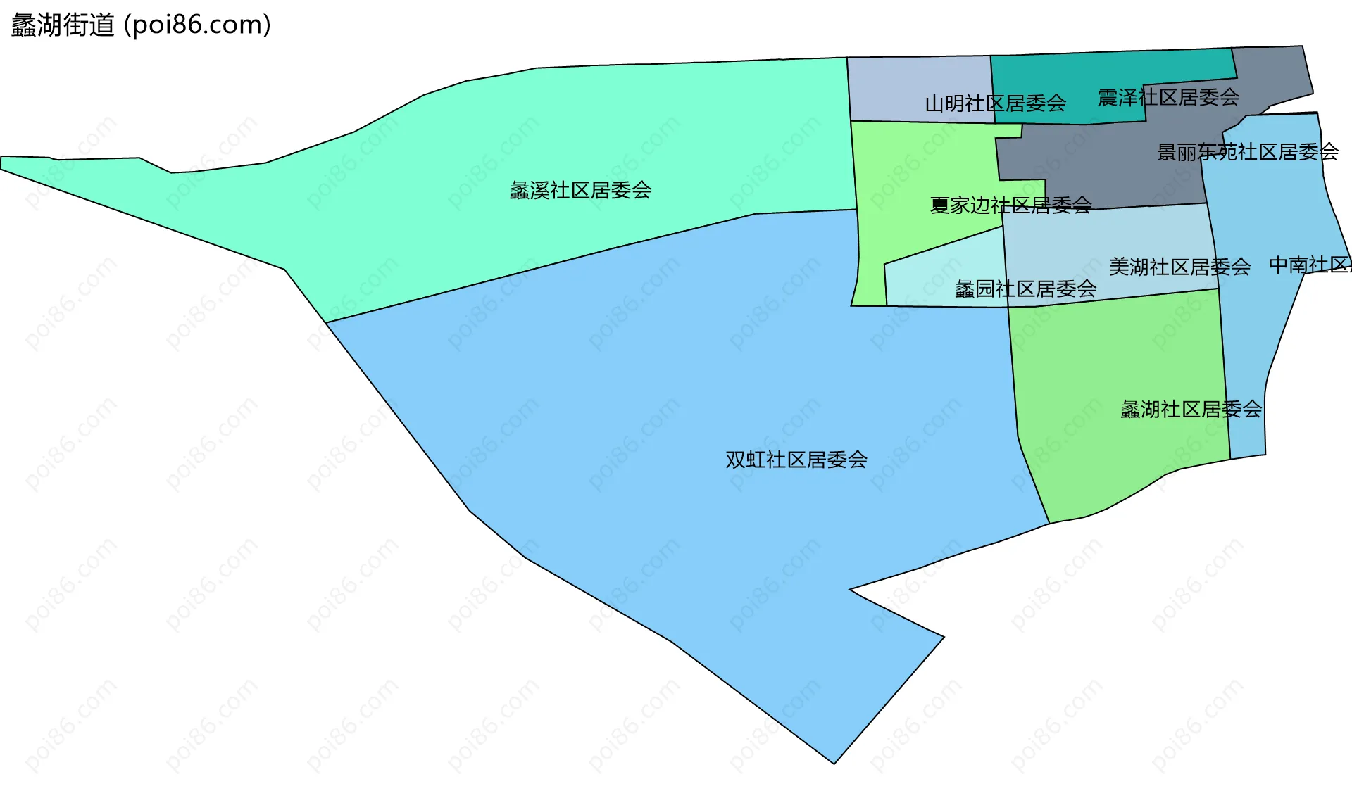蠡湖街道边界地图(五级行政区划)