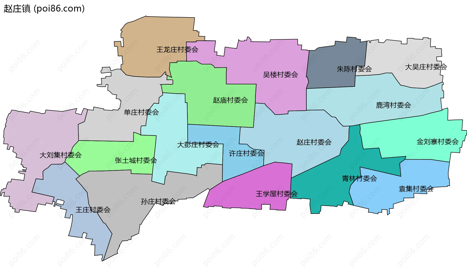 赵庄镇边界地图(五级行政区划)