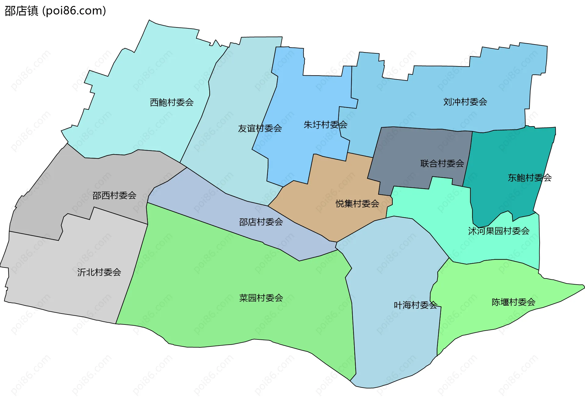 邵店镇边界地图(五级行政区划)