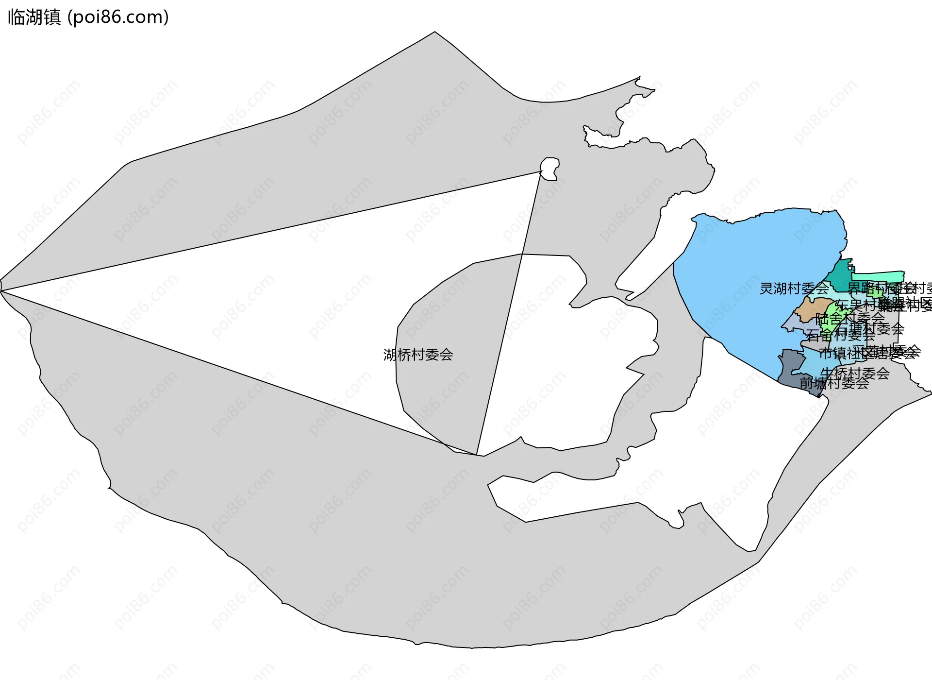 临湖镇边界地图(五级行政区划)