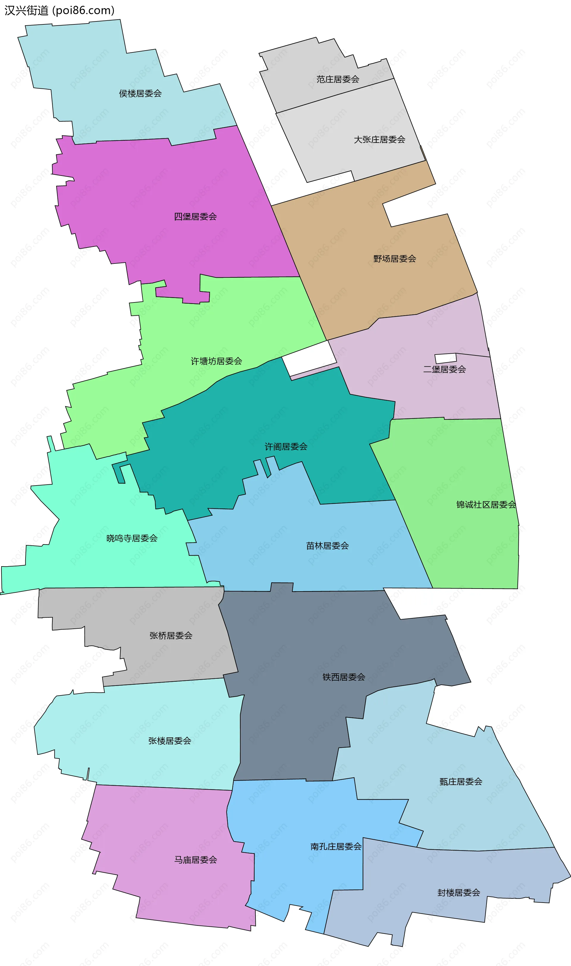 汉兴街道边界地图(五级行政区划)