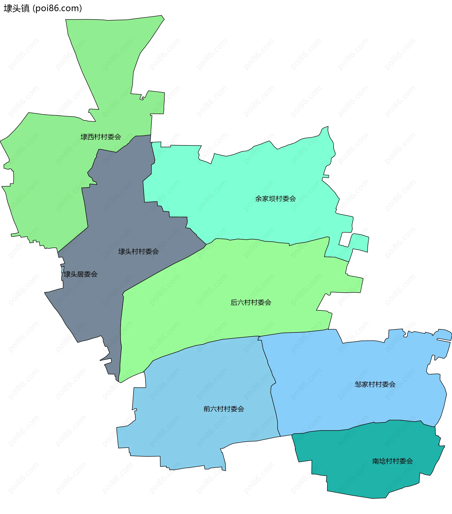 埭头镇边界地图(五级行政区划)