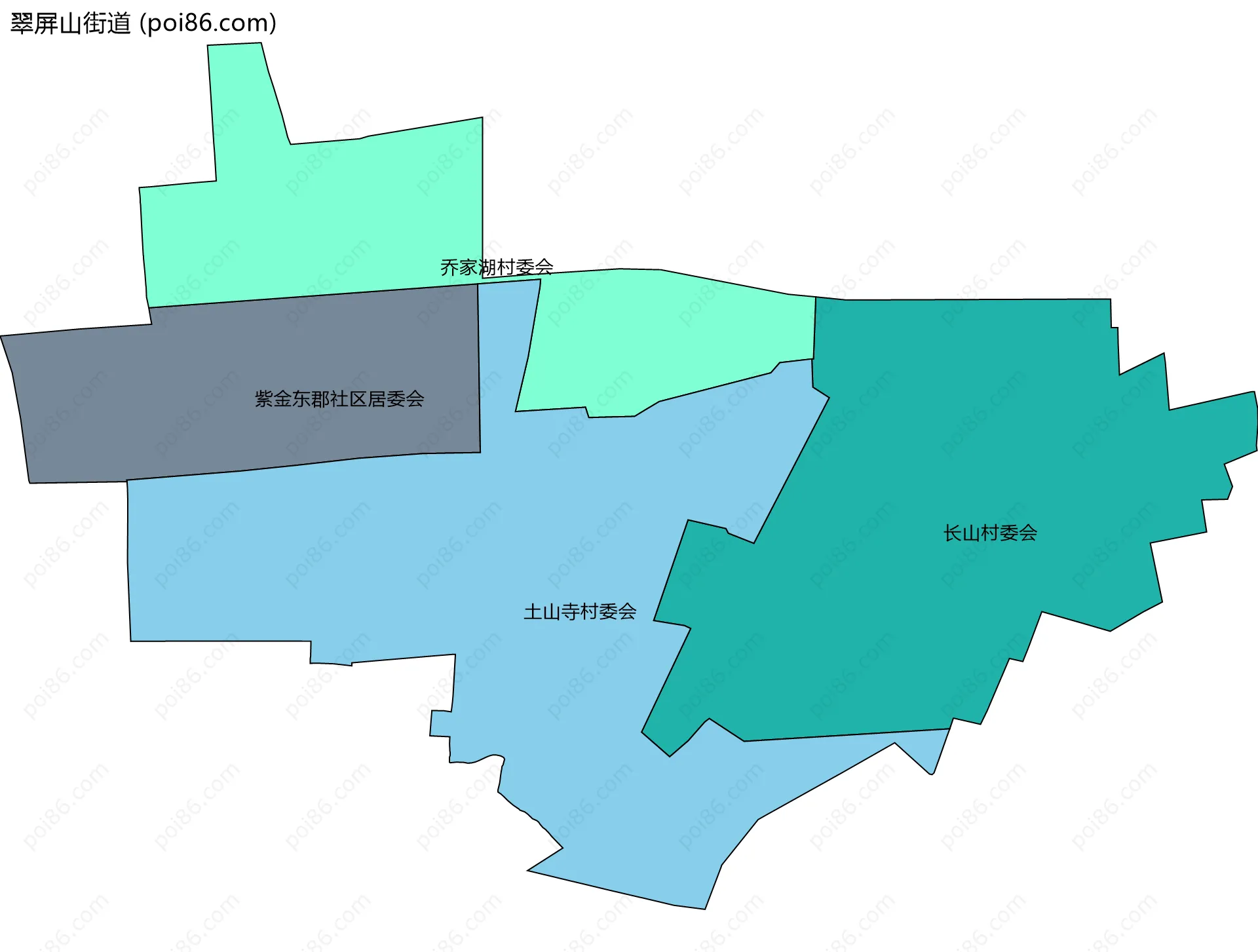翠屏山街道边界地图(五级行政区划)