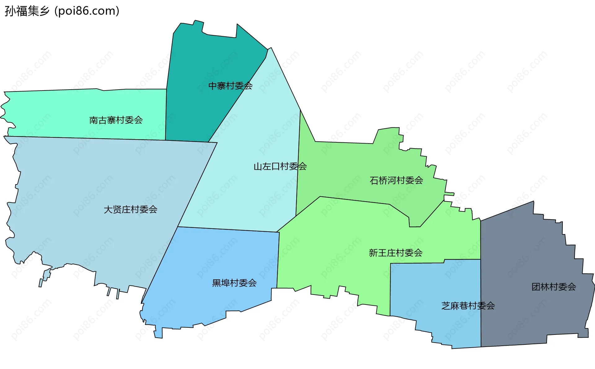 孙福集乡边界地图(五级行政区划)