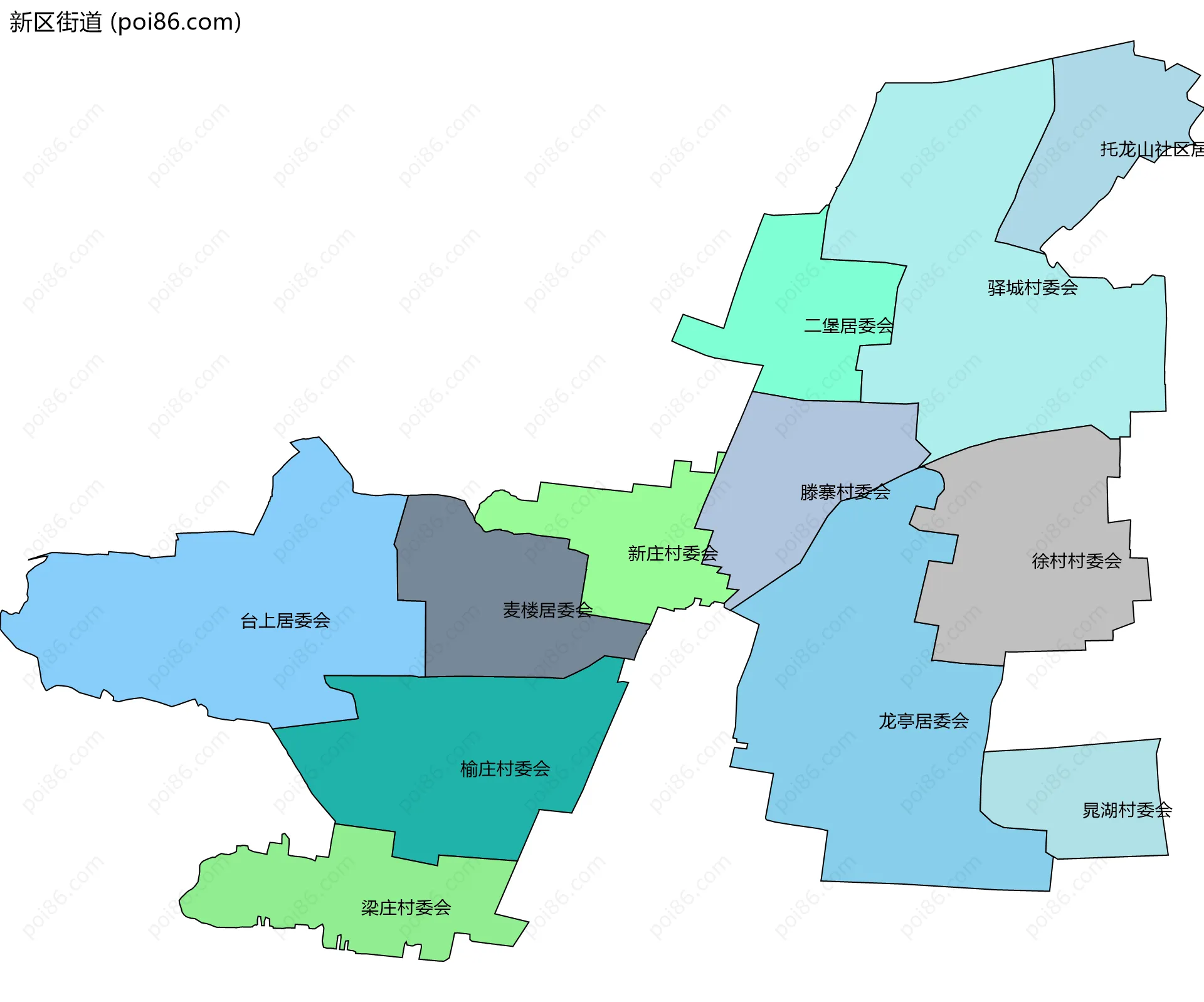 新区街道边界地图(五级行政区划)