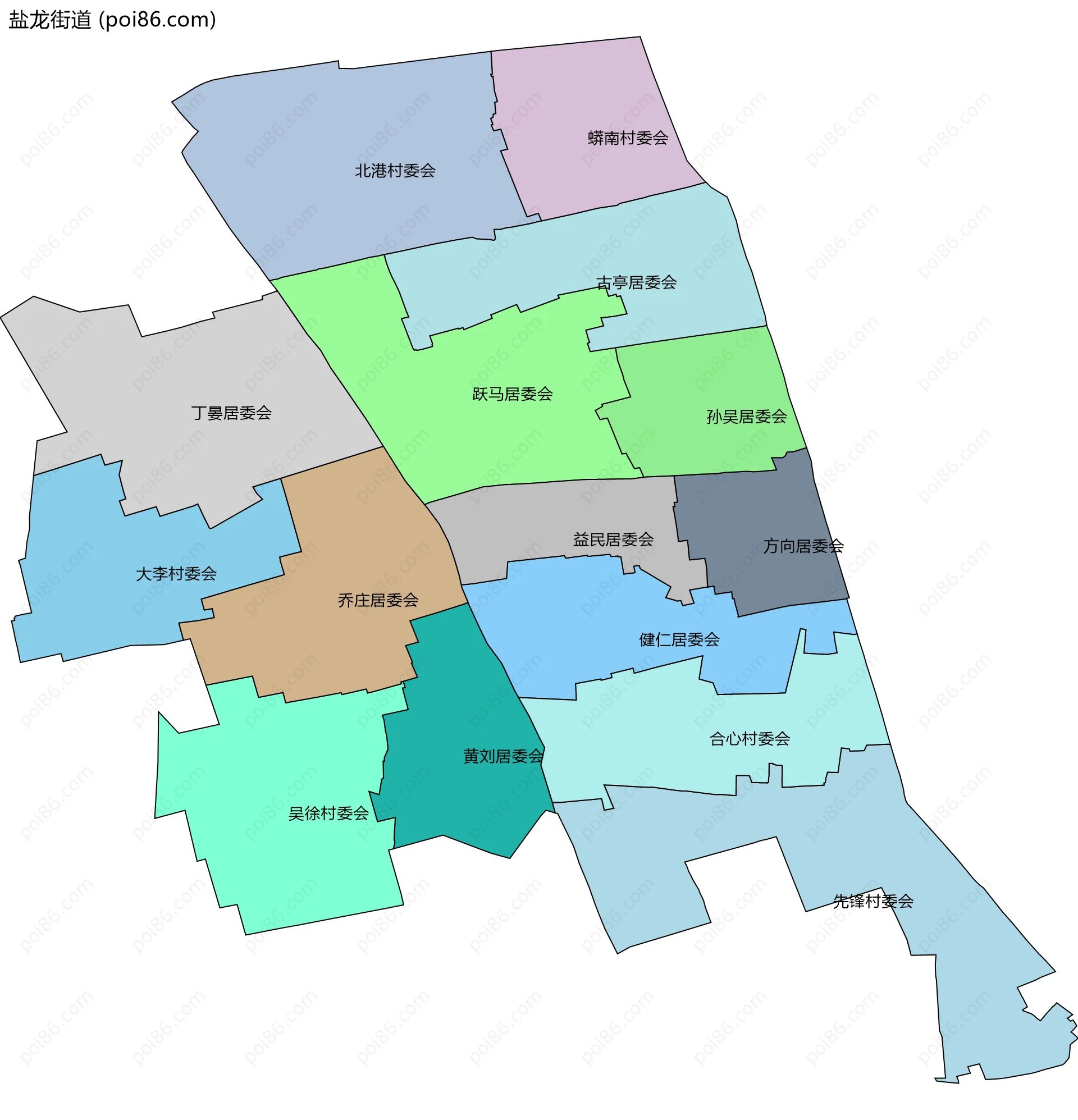 盐龙街道边界地图(五级行政区划)