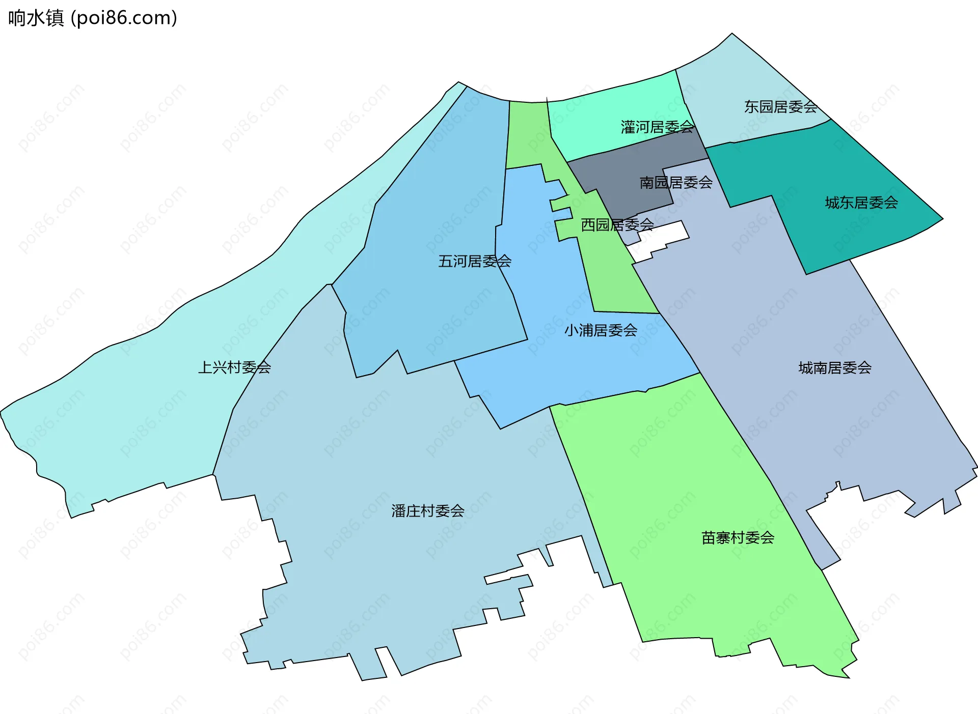 响水镇边界地图(五级行政区划)