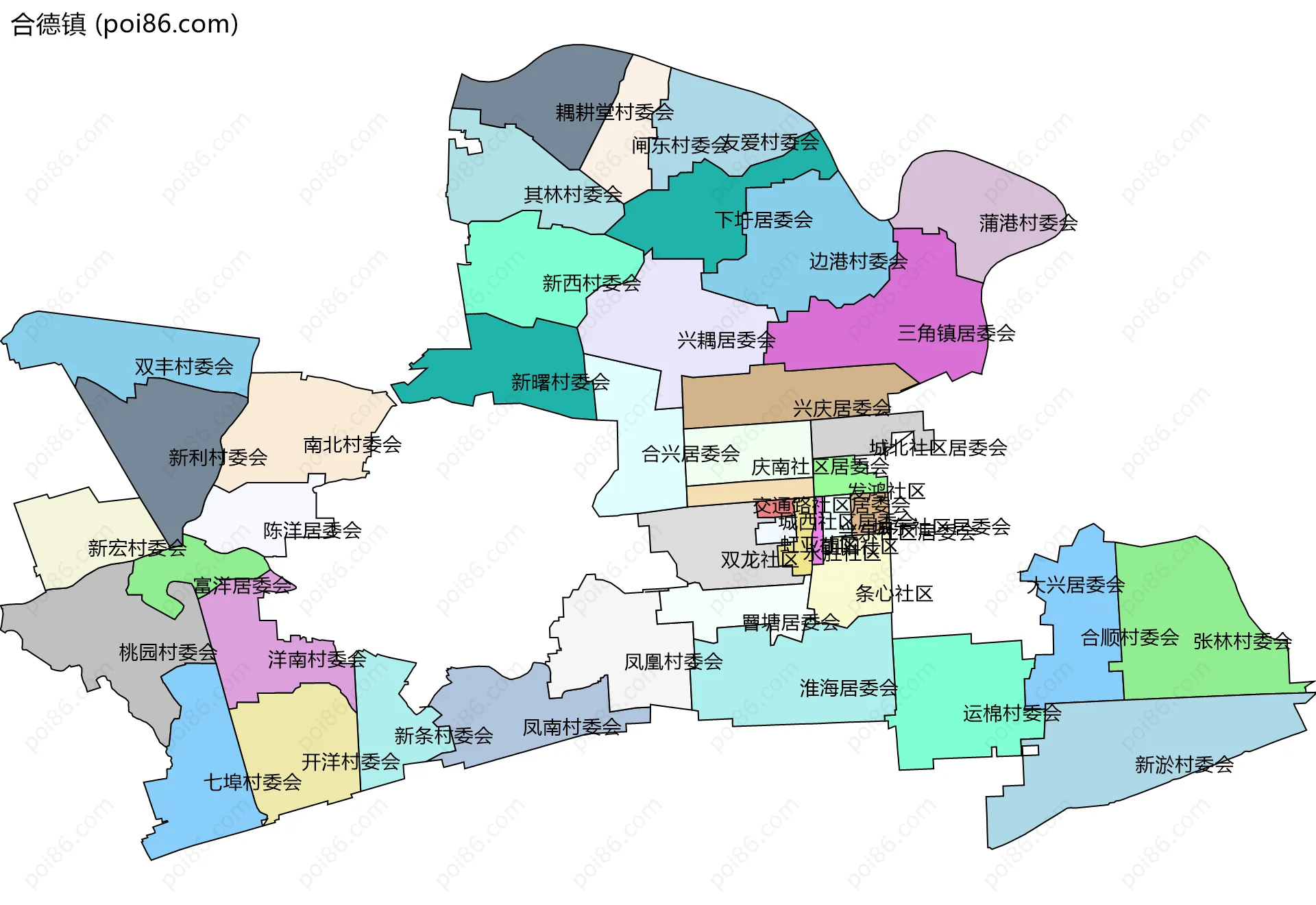合德镇边界地图(五级行政区划)
