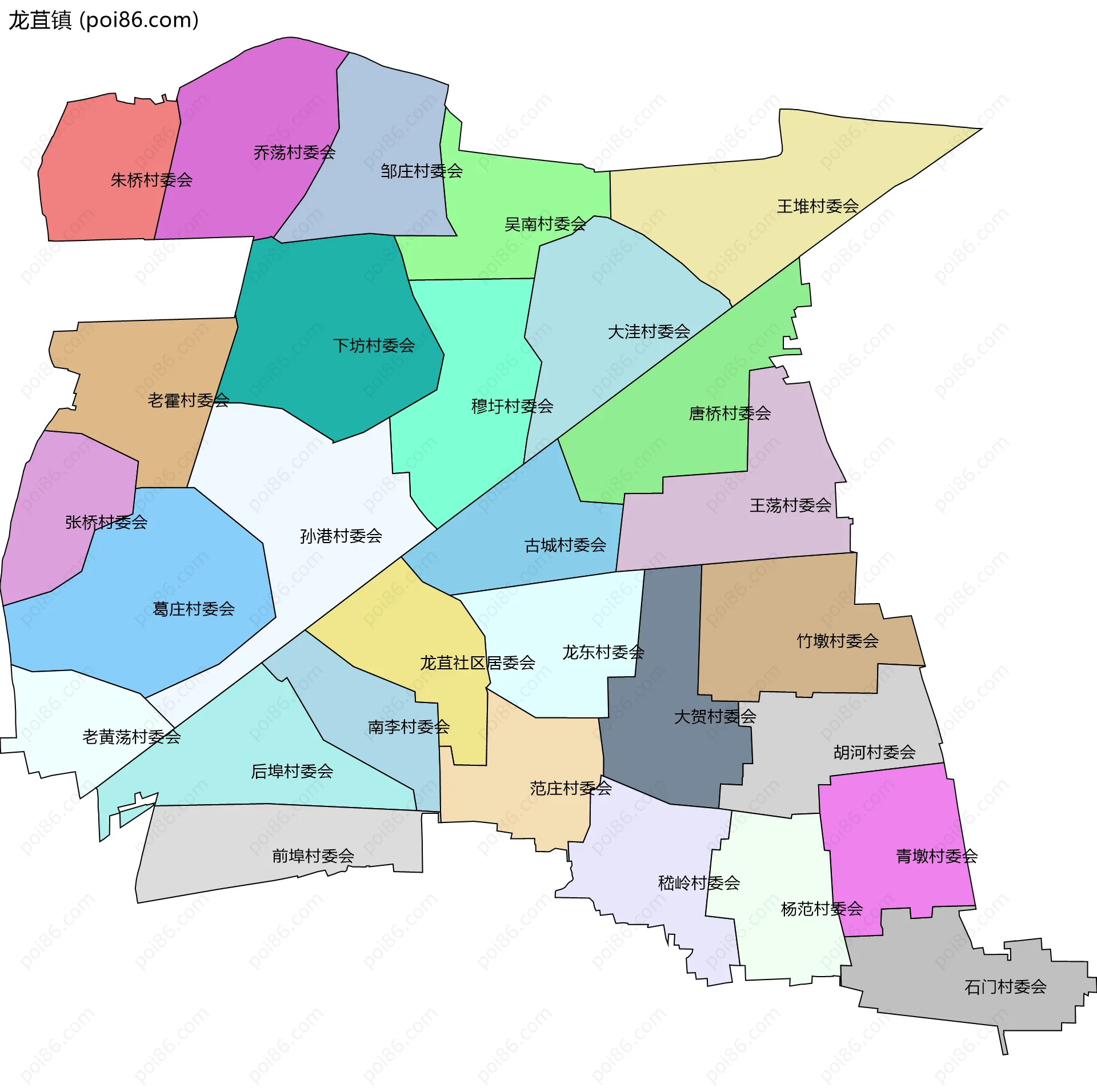 龙苴镇边界地图(五级行政区划)