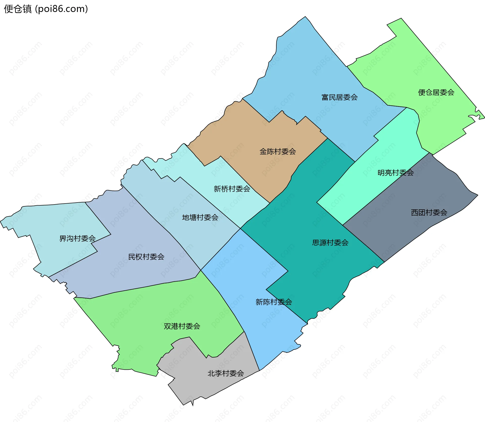 便仓镇边界地图(五级行政区划)