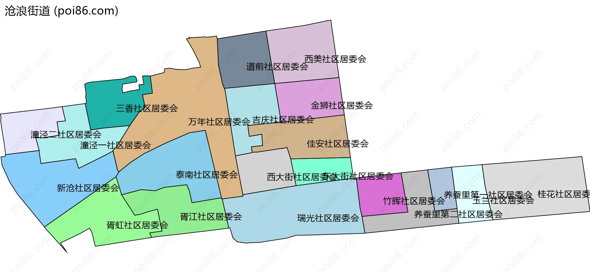 沧浪街道边界地图(五级行政区划)