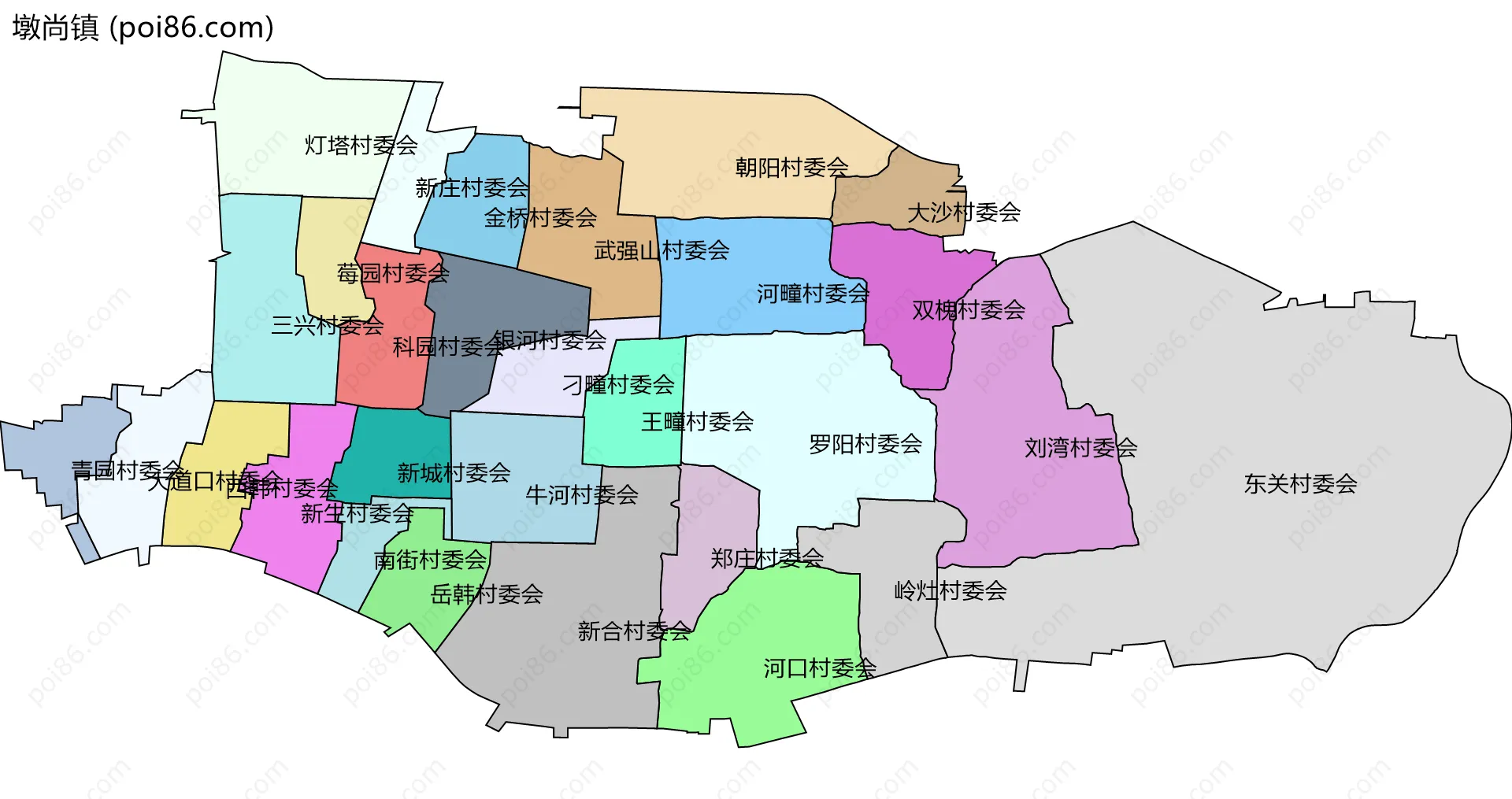 墩尚镇边界地图(五级行政区划)