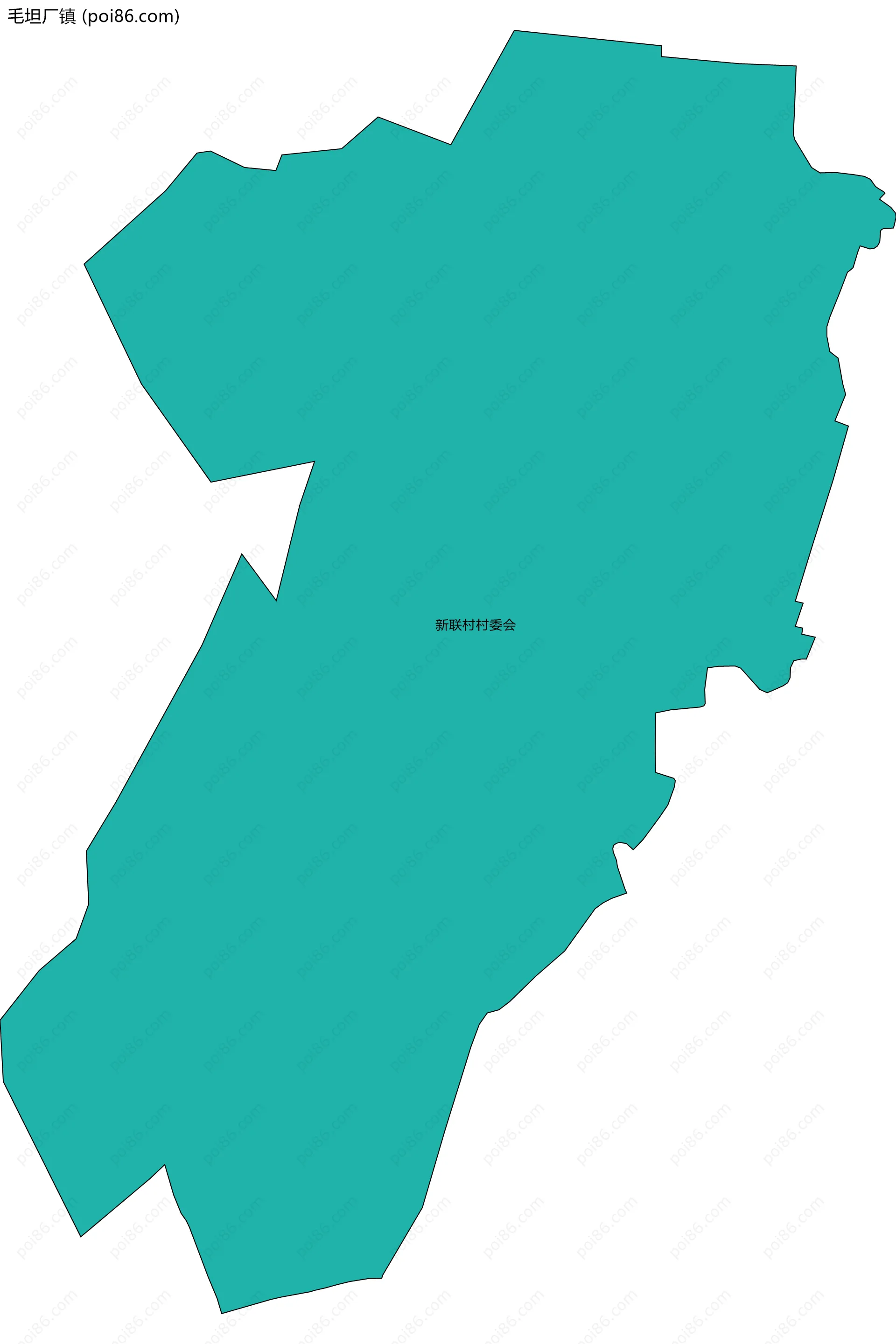 毛坦厂镇边界地图(五级行政区划)