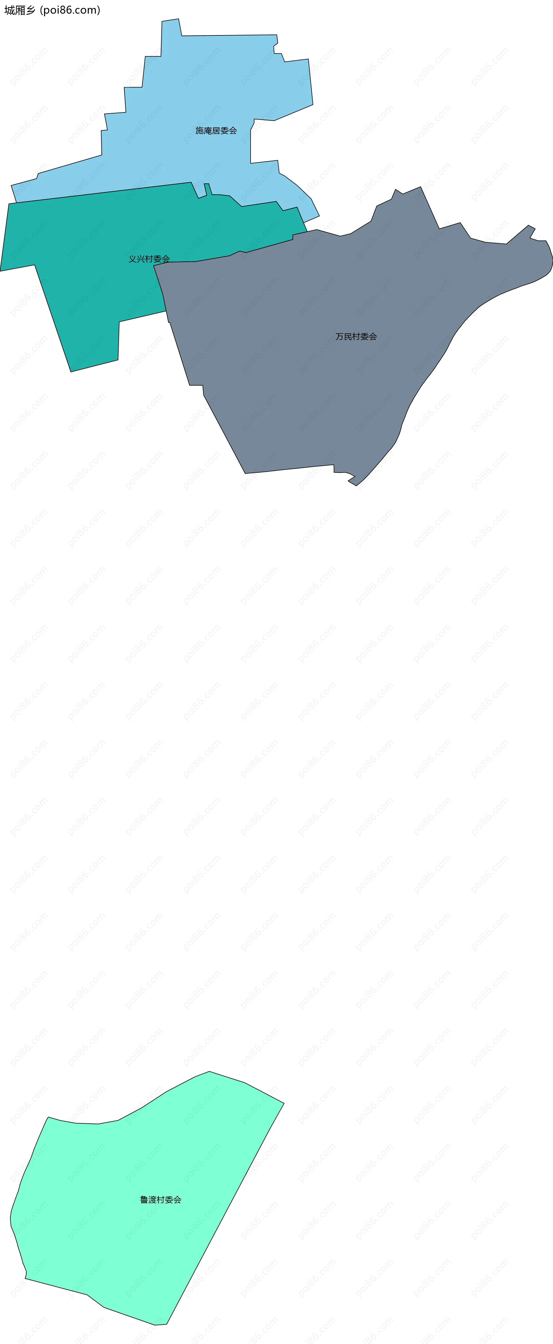 城厢乡边界地图(五级行政区划)