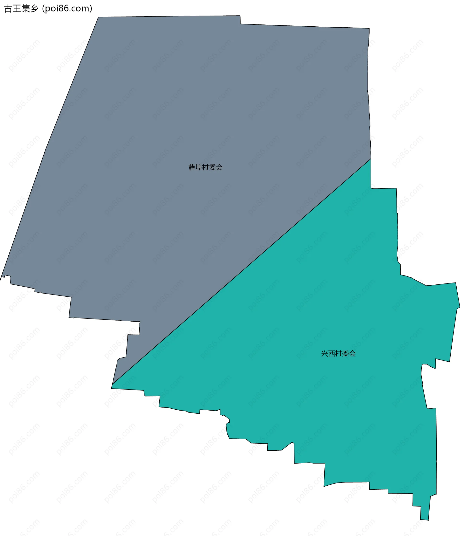 古王集乡边界地图(五级行政区划)