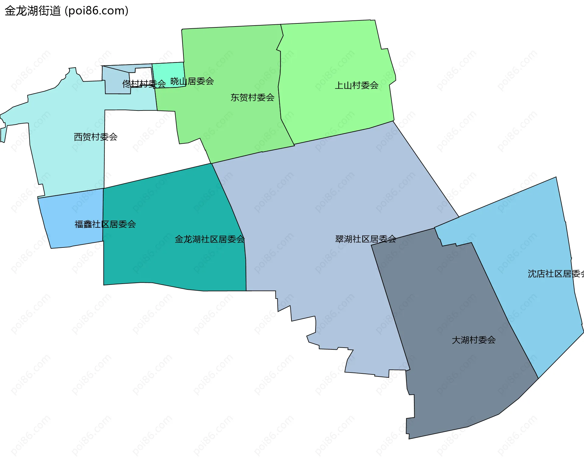 金龙湖街道边界地图(五级行政区划)