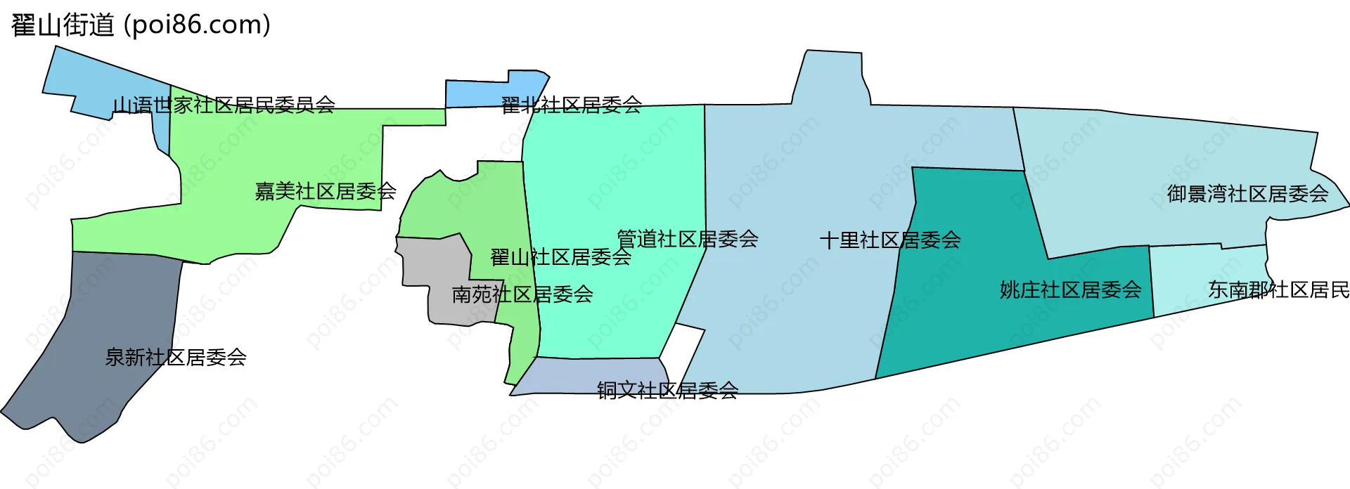 翟山街道边界地图(五级行政区划)