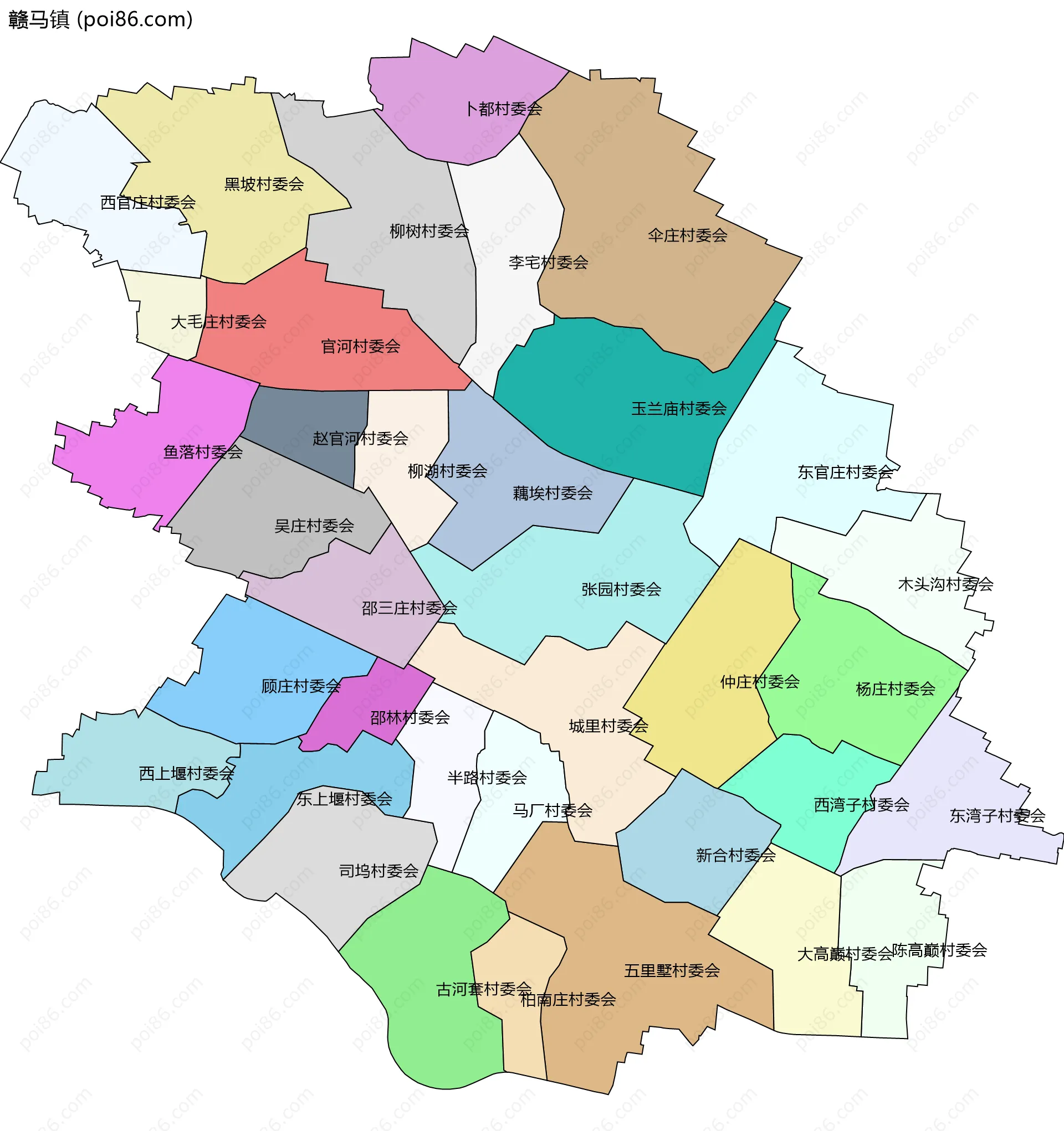 赣马镇边界地图(五级行政区划)