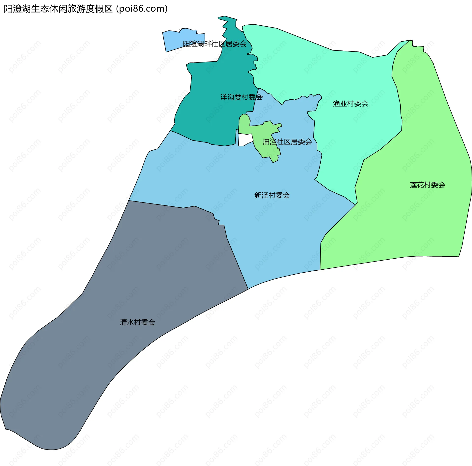 阳澄湖生态休闲旅游度假区边界地图(五级行政区划)