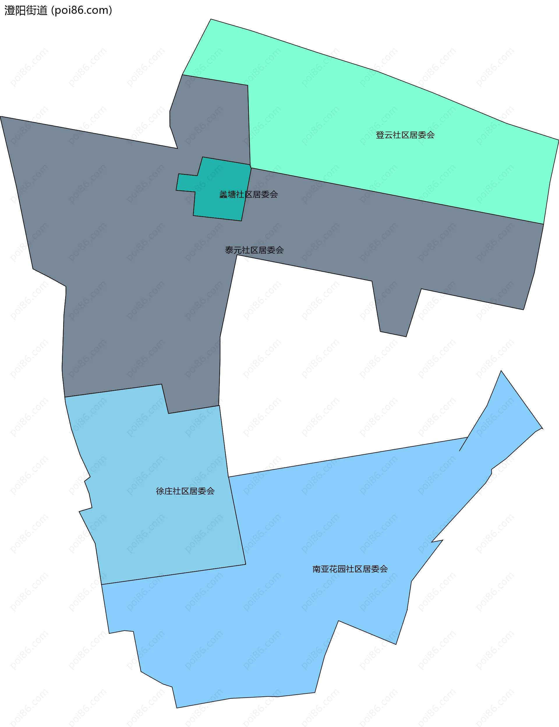 澄阳街道边界地图(五级行政区划)