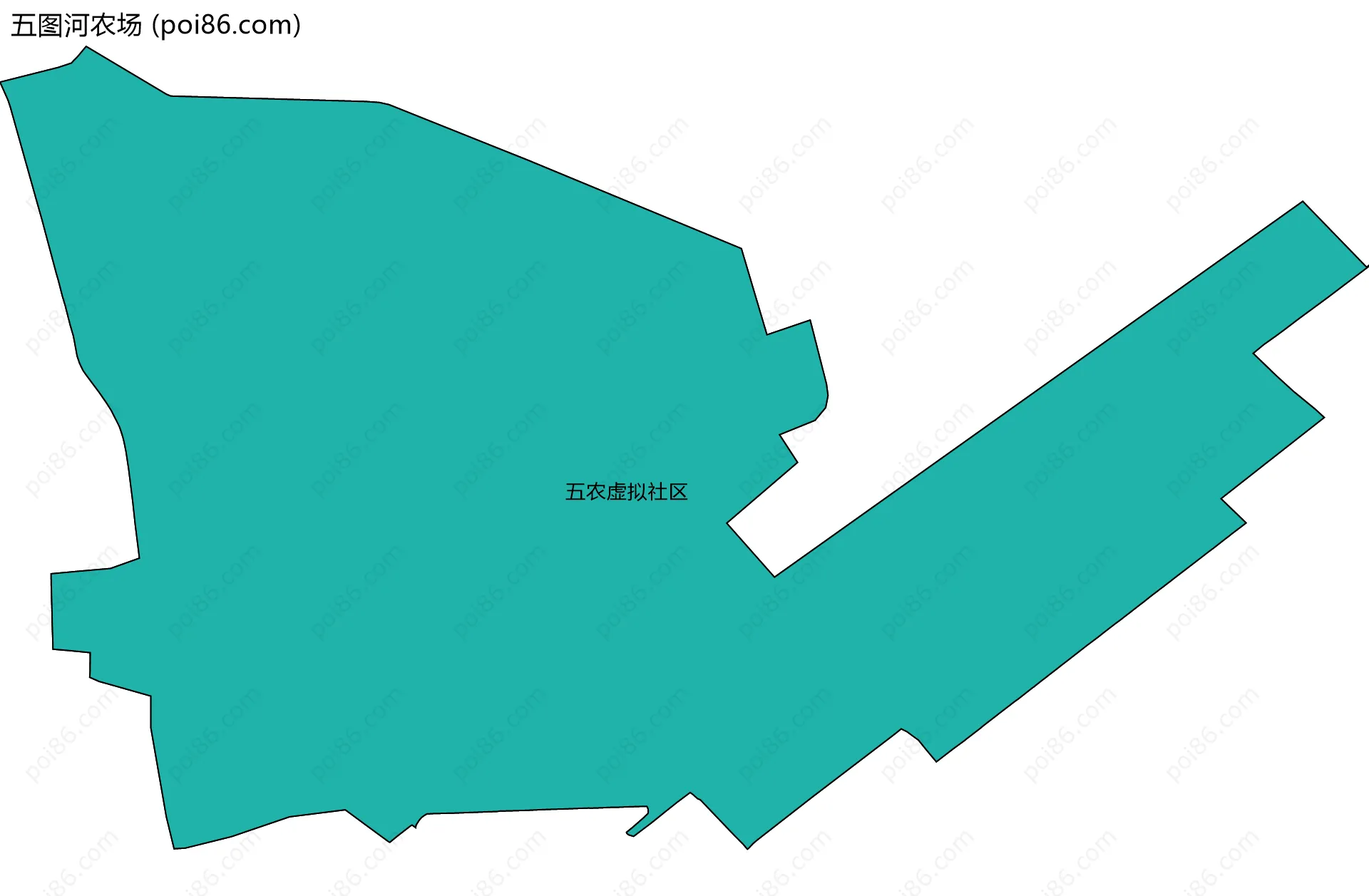 五图河农场边界地图(五级行政区划)