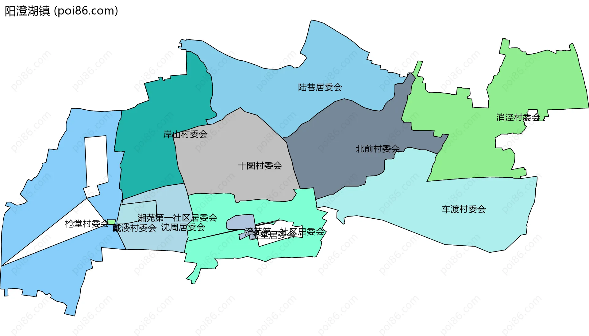 阳澄湖镇边界地图(五级行政区划)