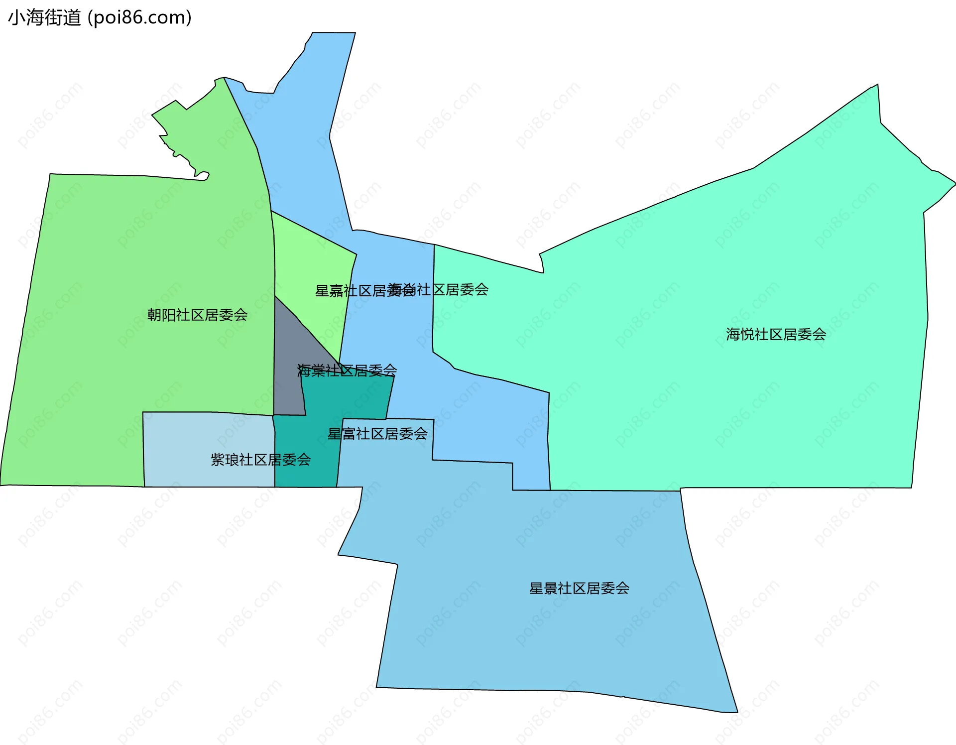 小海街道边界地图(五级行政区划)