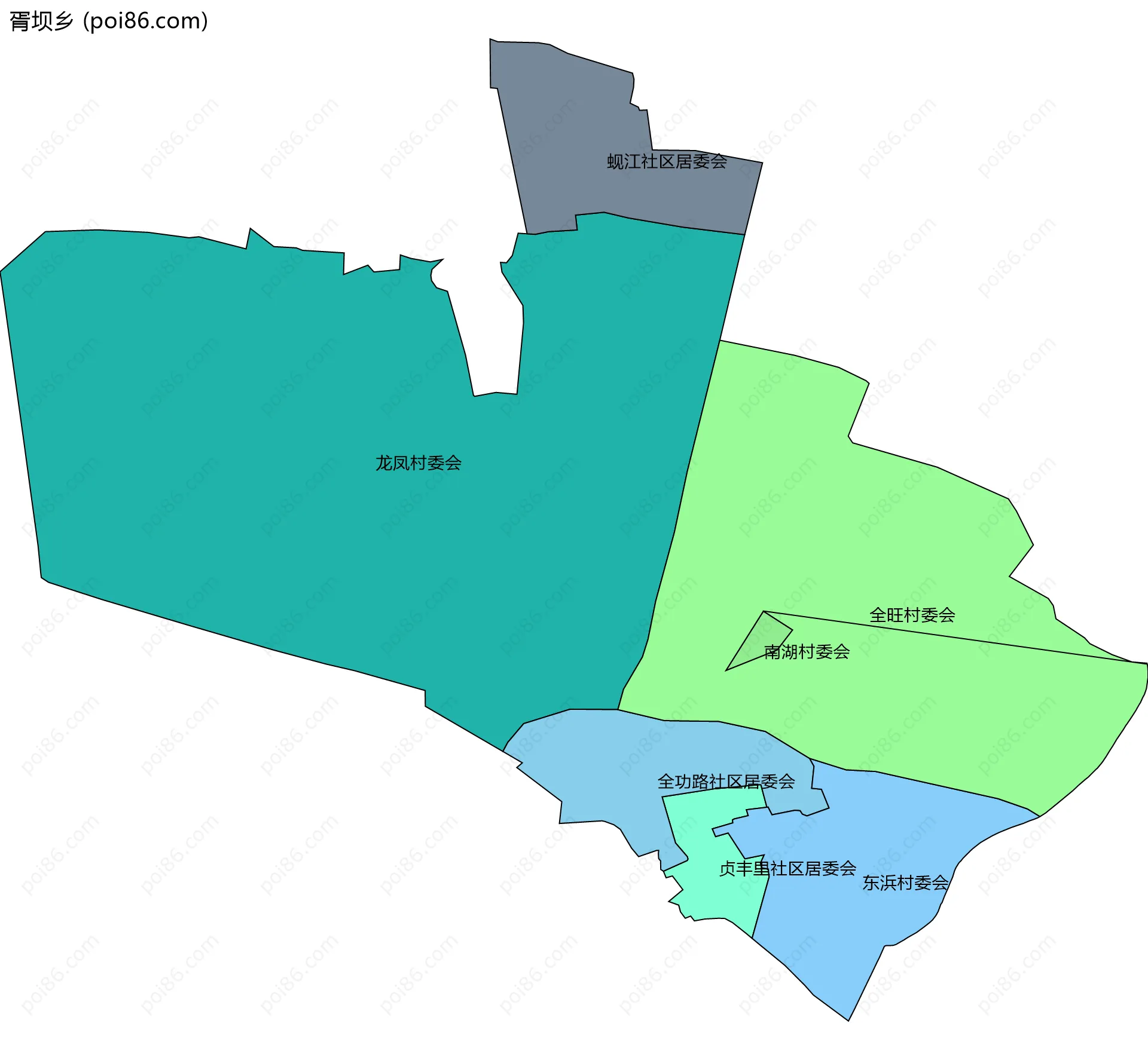 胥坝乡边界地图(五级行政区划)
